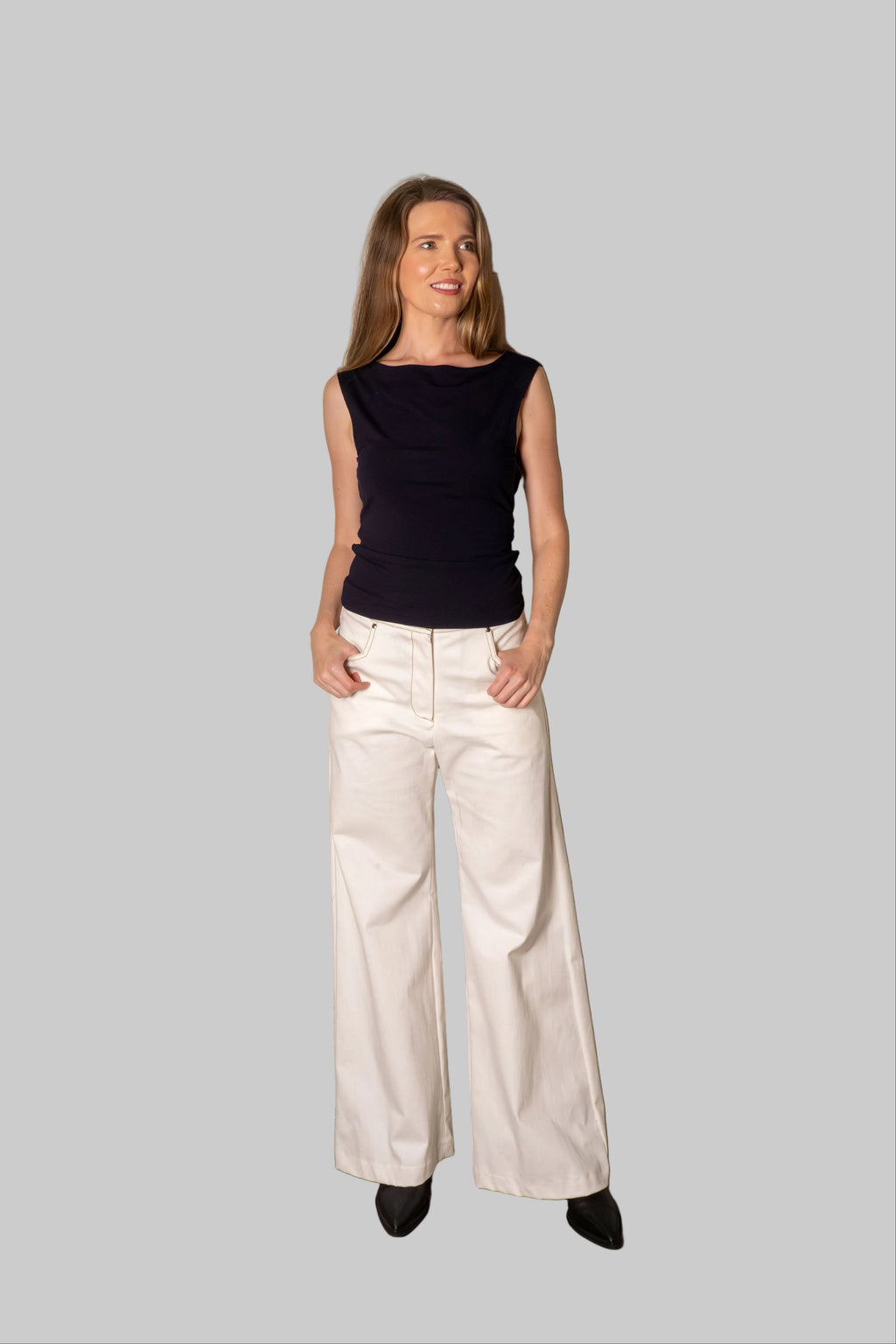 Flared Jeans White Denim