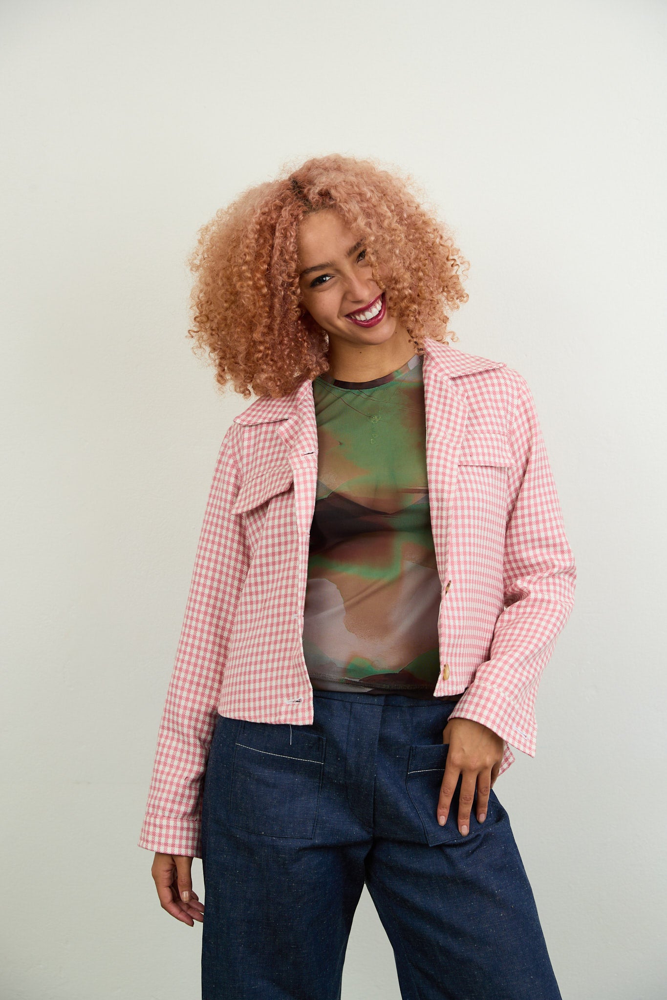 Sara Pink Check Jacket