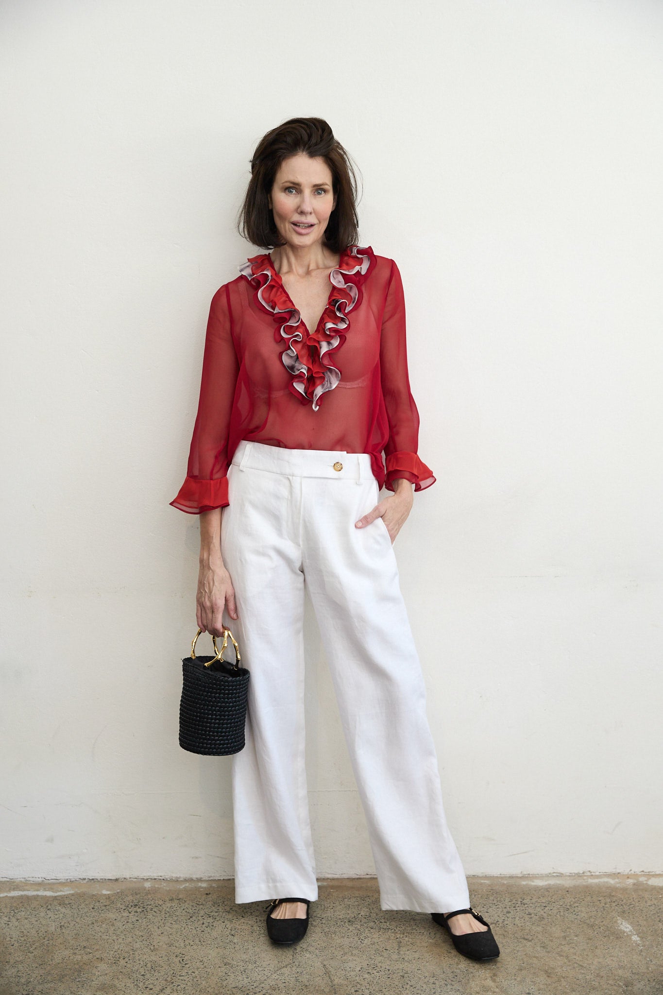 Bacall Twill Linen Pants white