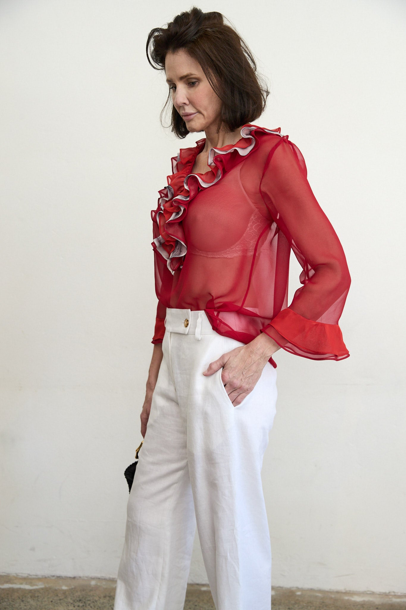 Bacall Twill Linen Pants white