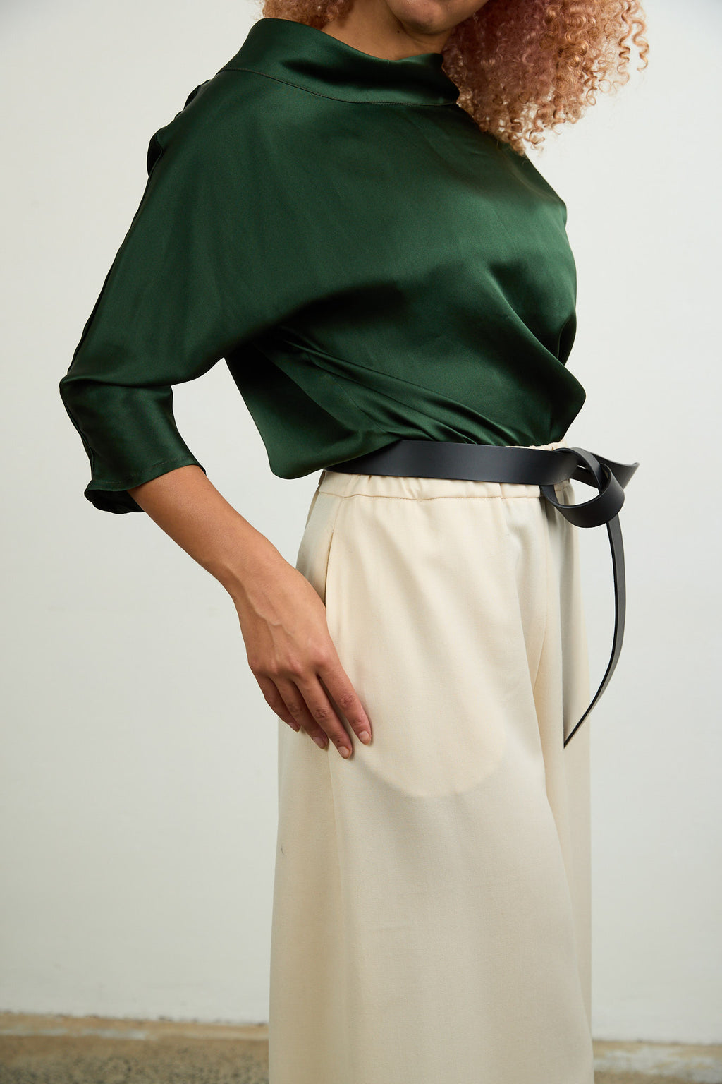 Guilia Silk Satin Top Petrol