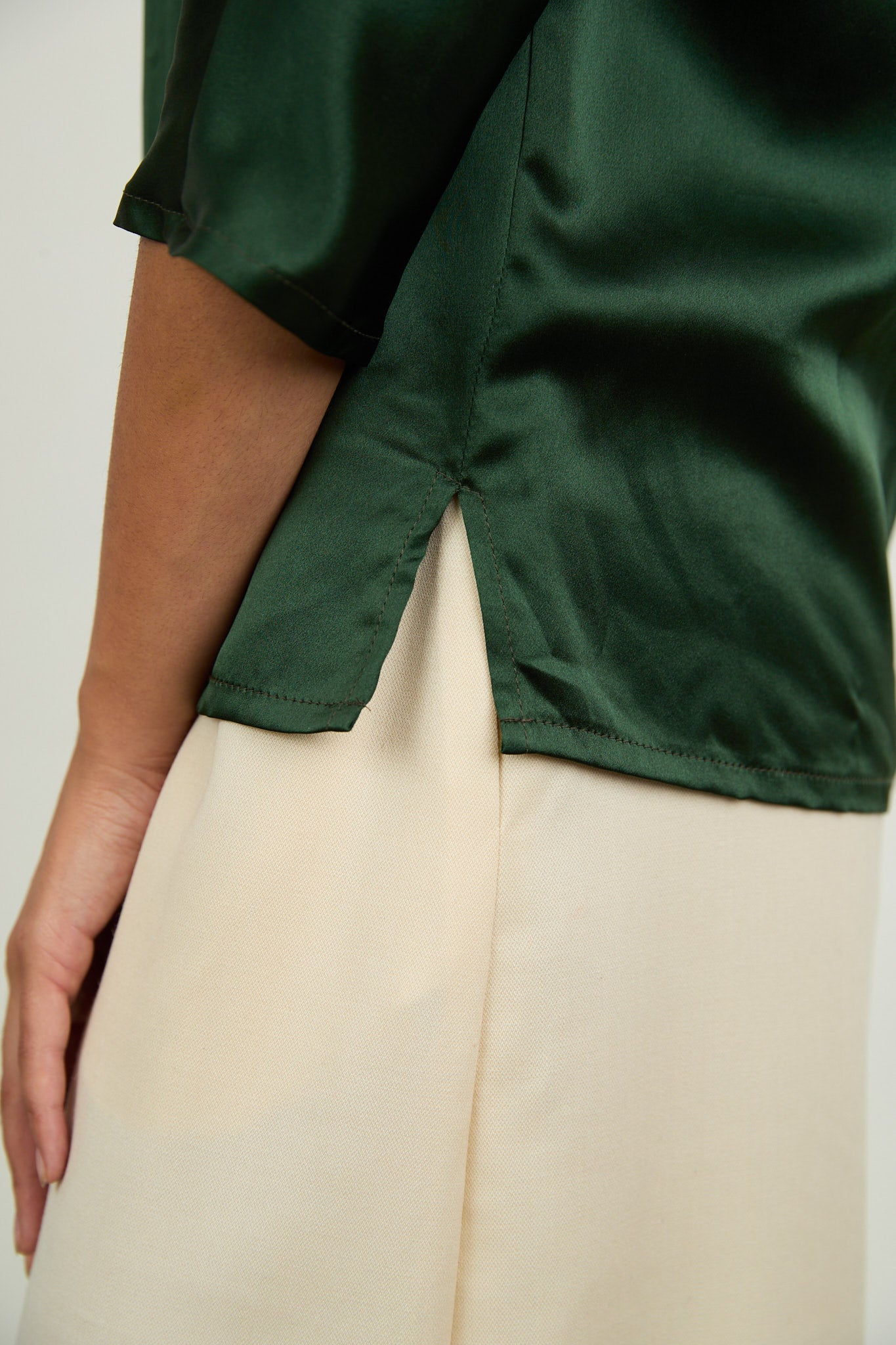 Guilia Silk Satin Top Petrol