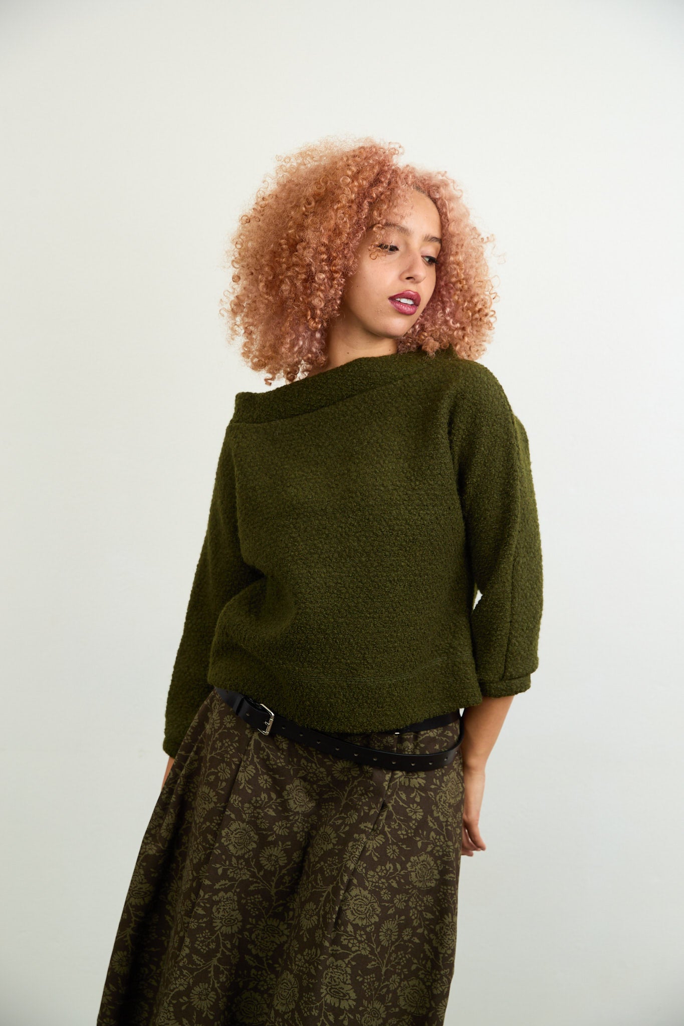 Jo Knit khaki boiled wool