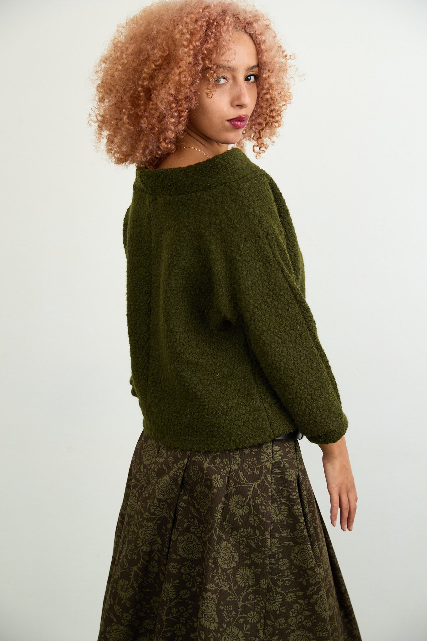 Jo Knit khaki boiled wool