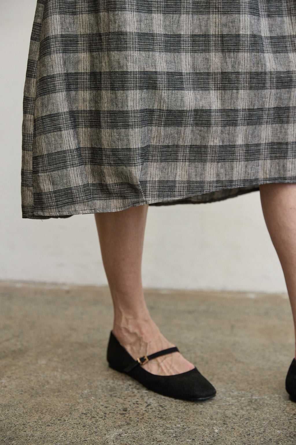 Osaka check linen dress