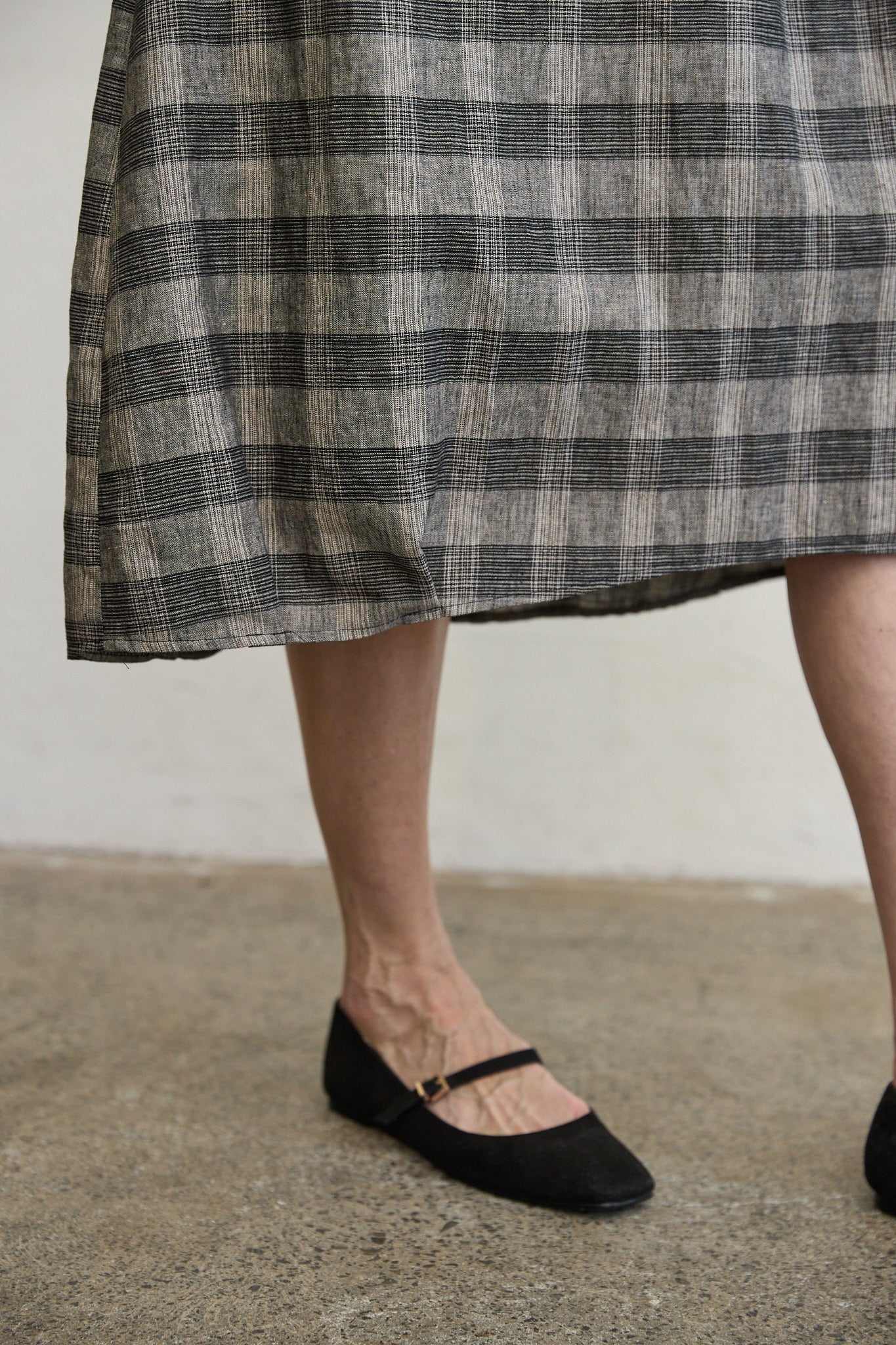 Osaka check linen dress