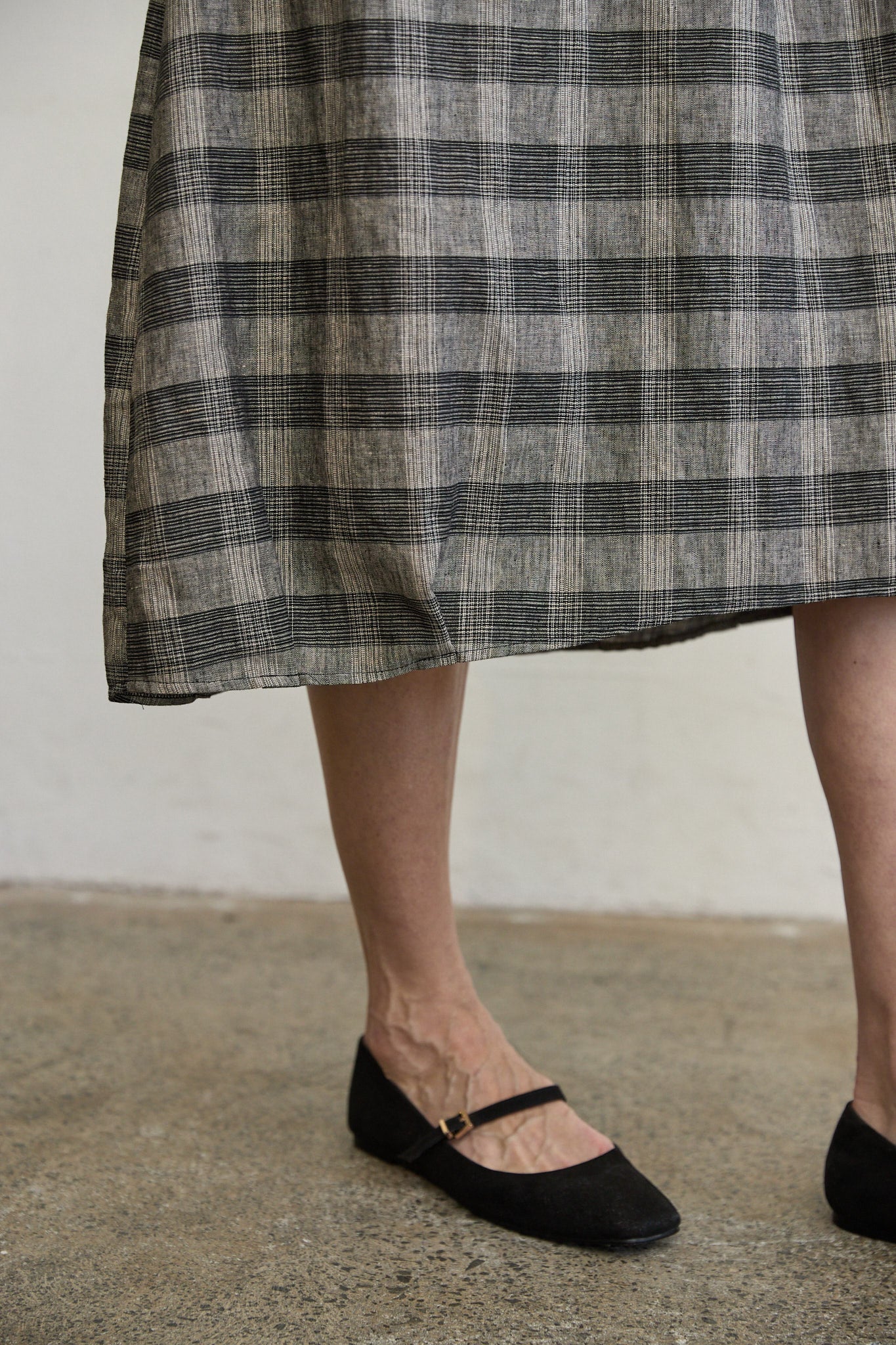 Osaka check linen dress