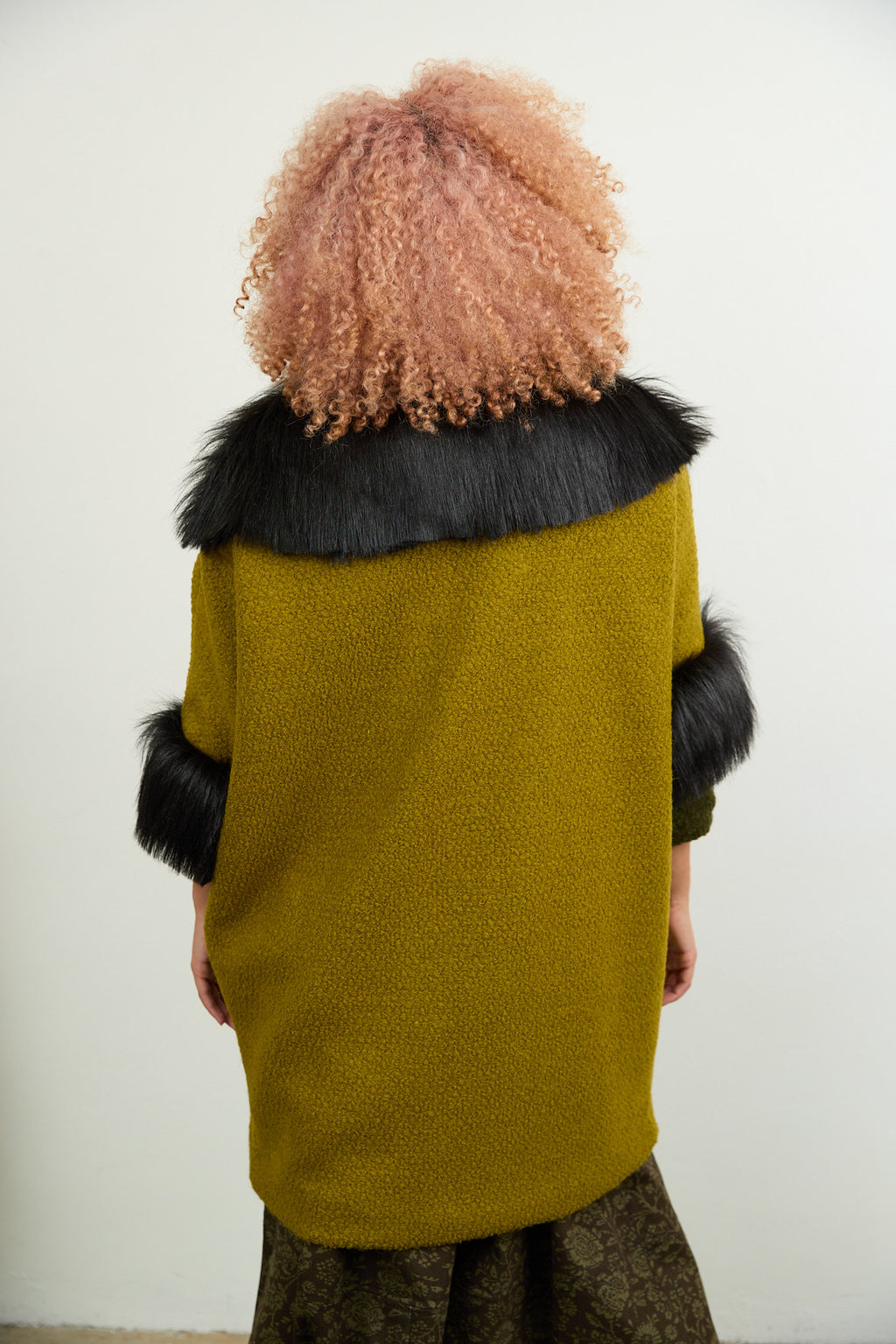 Anna Fur Trim Coat Chartreuse