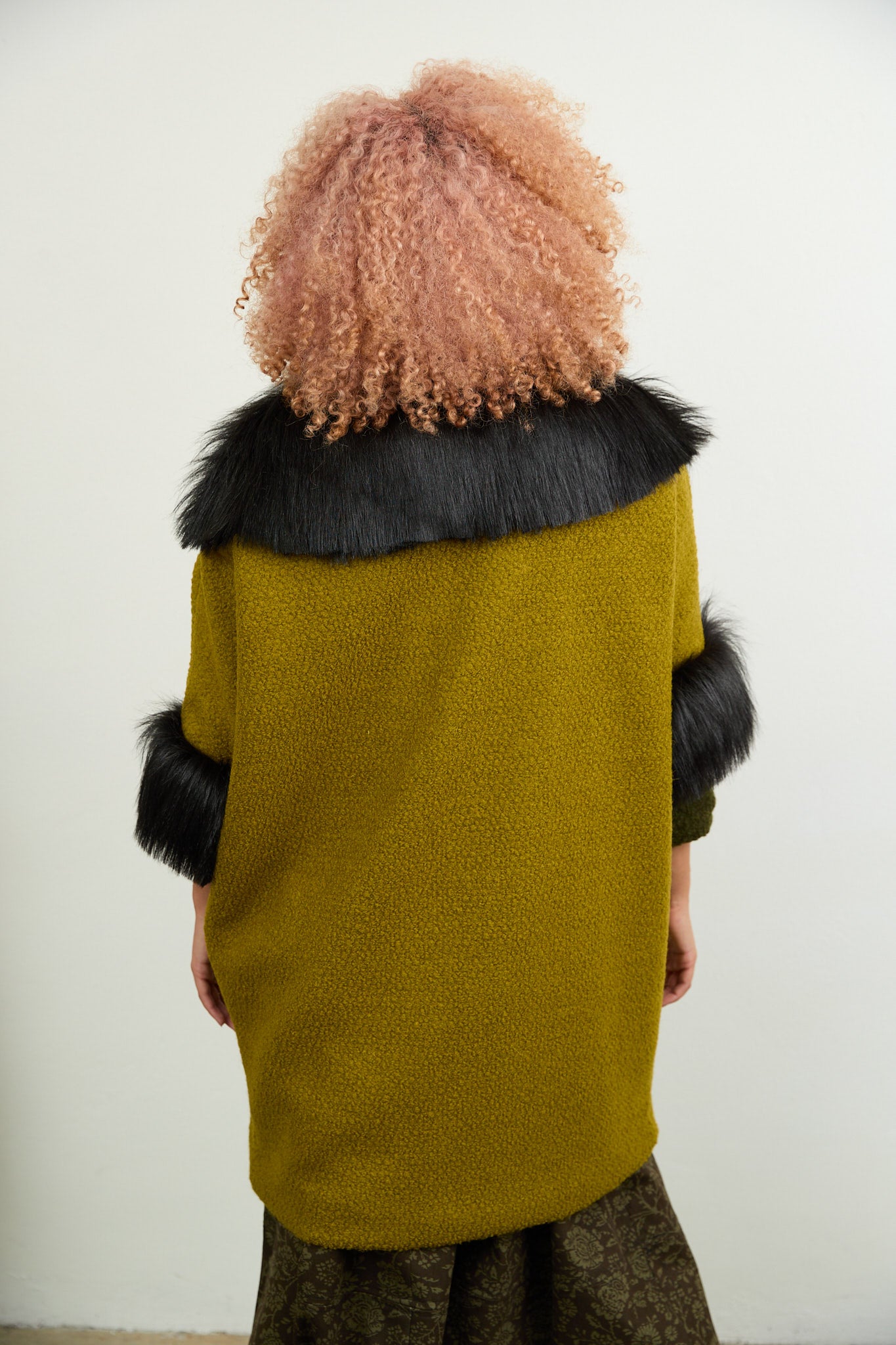 Anna Fur Trim Coat Chartreuse