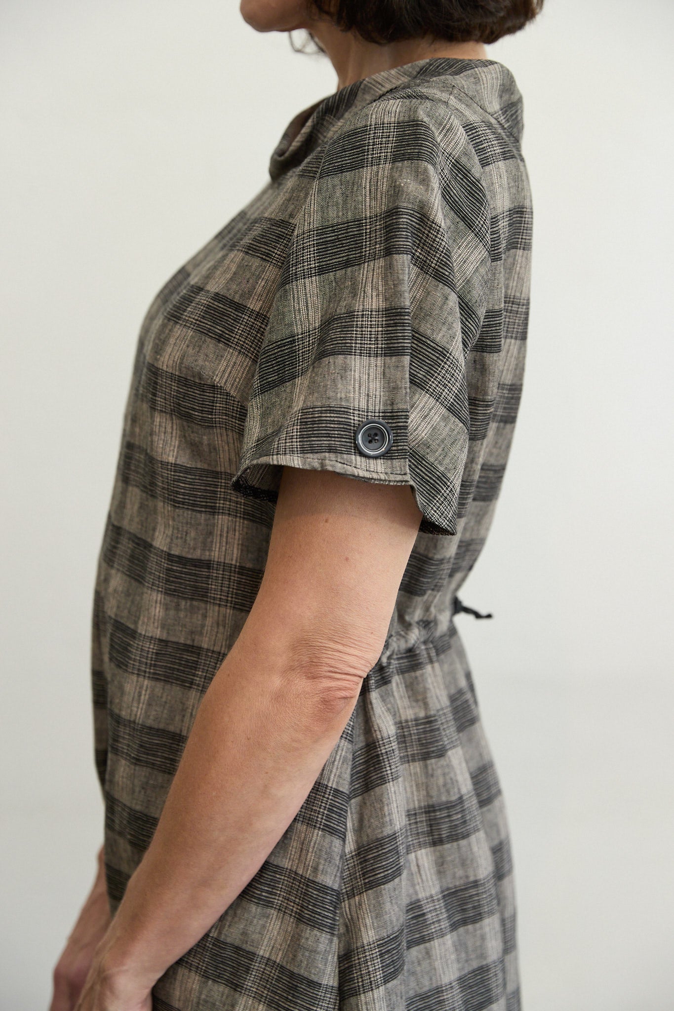 Osaka check linen dress