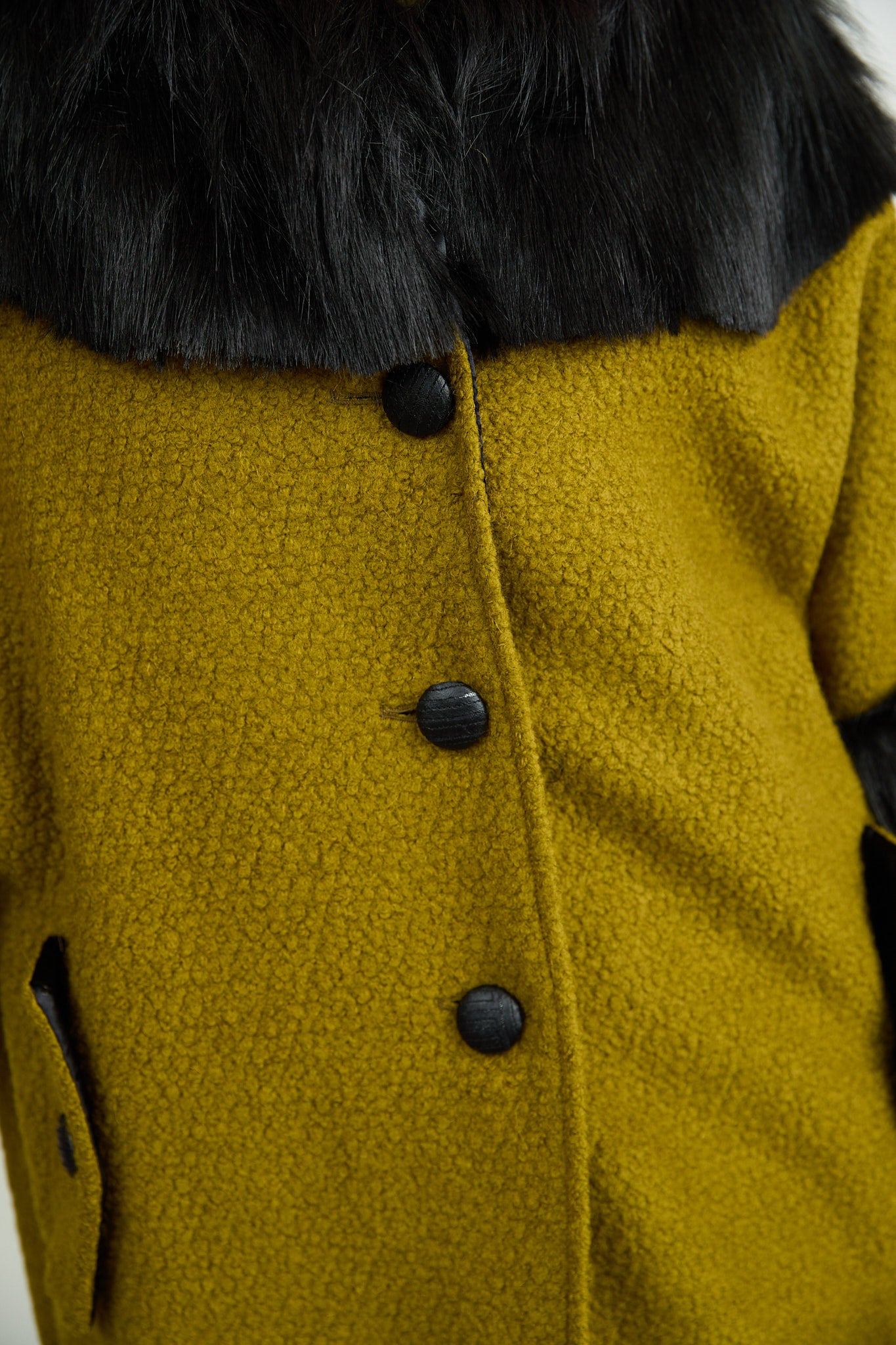 Anna Fur Trim Coat Chartreuse