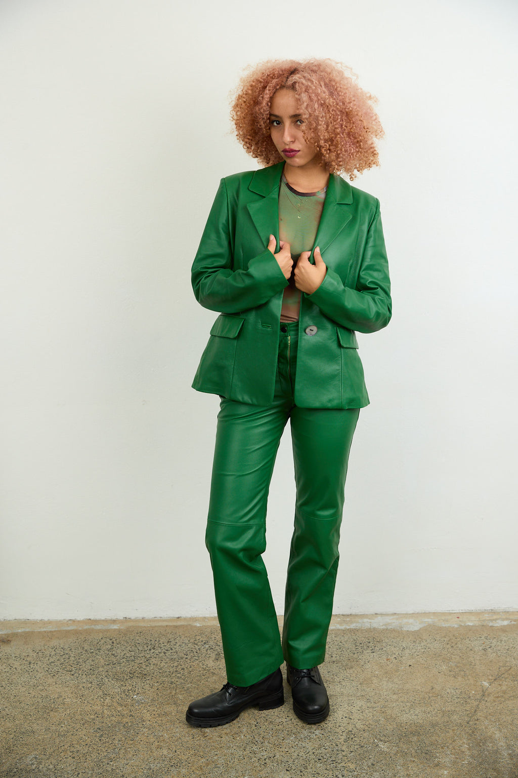 Green Leather Jeans