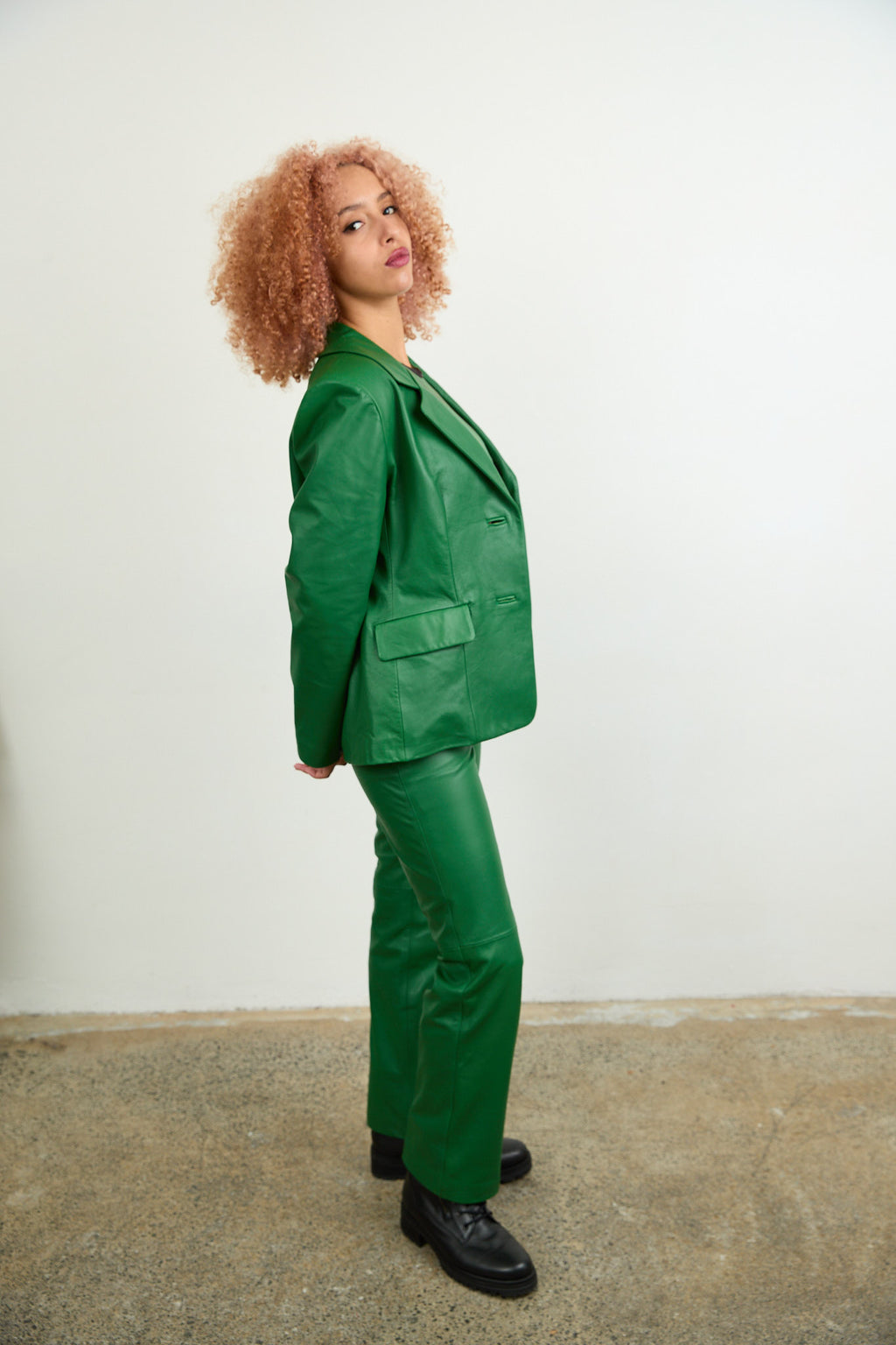 Green Leather Jeans