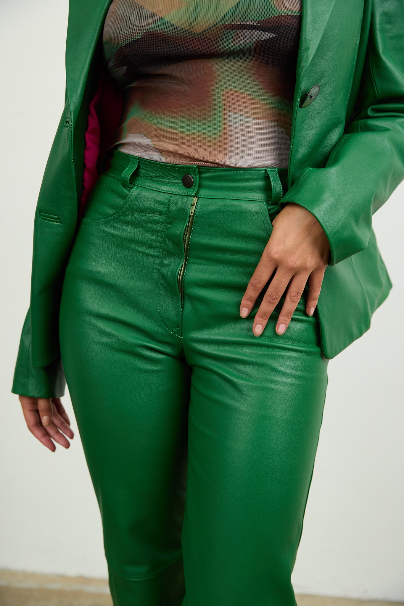 Green Leather Jeans
