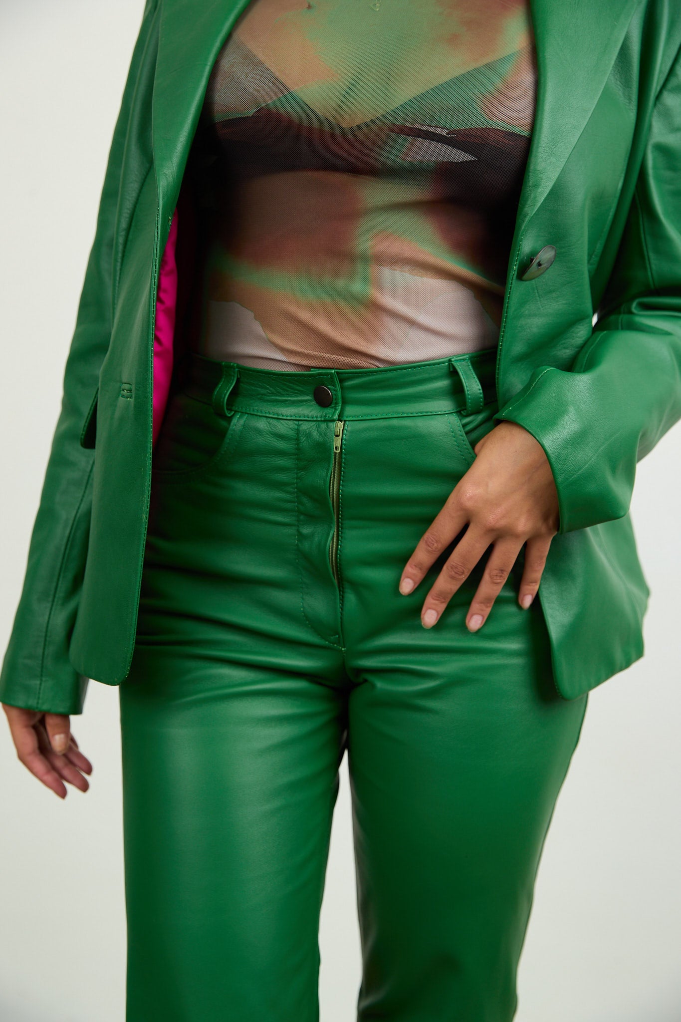 Green Leather Jeans