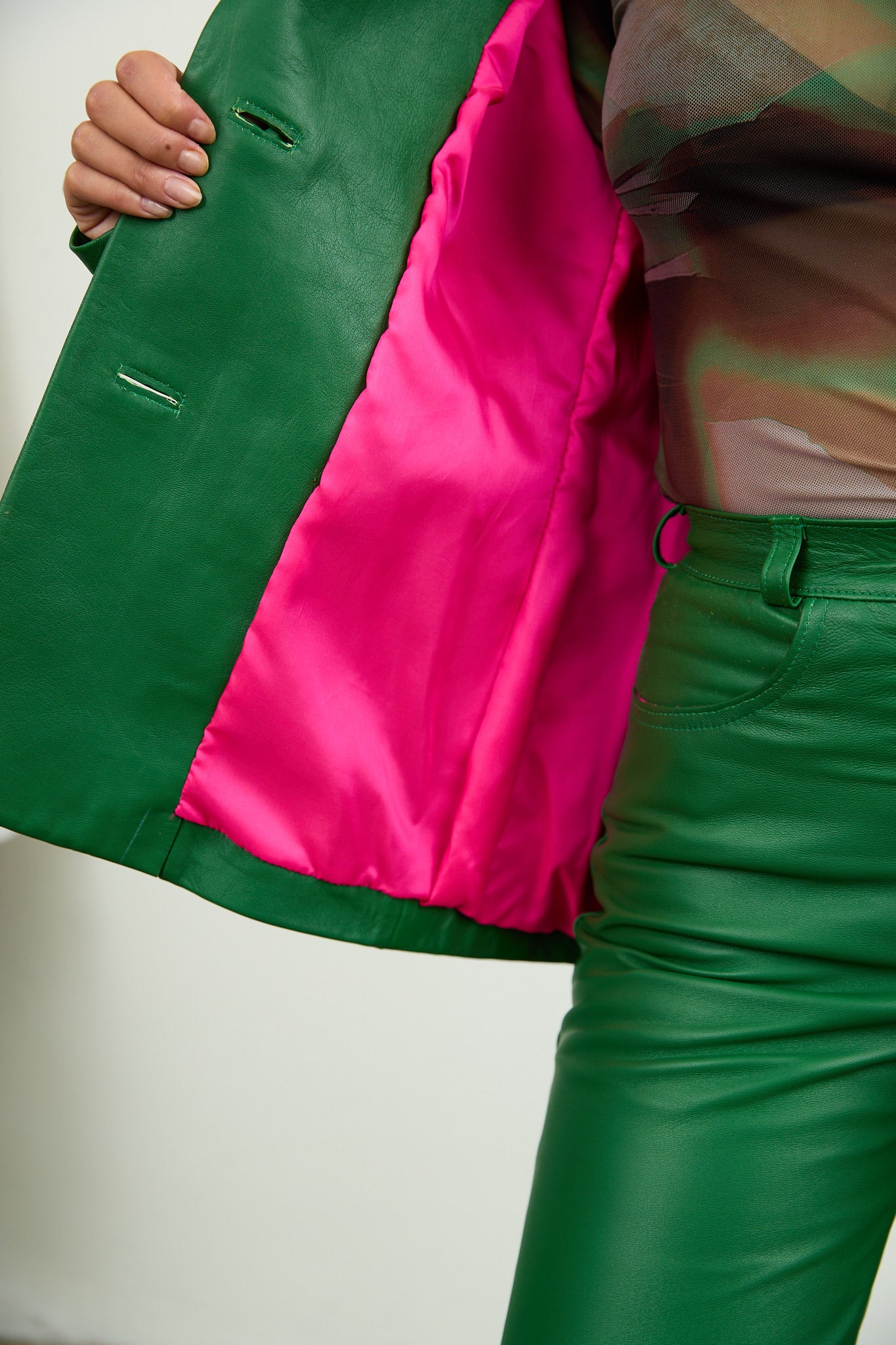 Green Leather Jeans