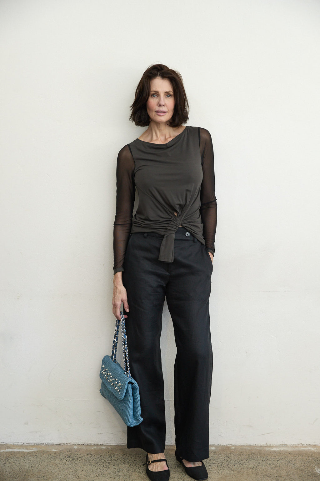 Bacall Twill Linen Pants Black