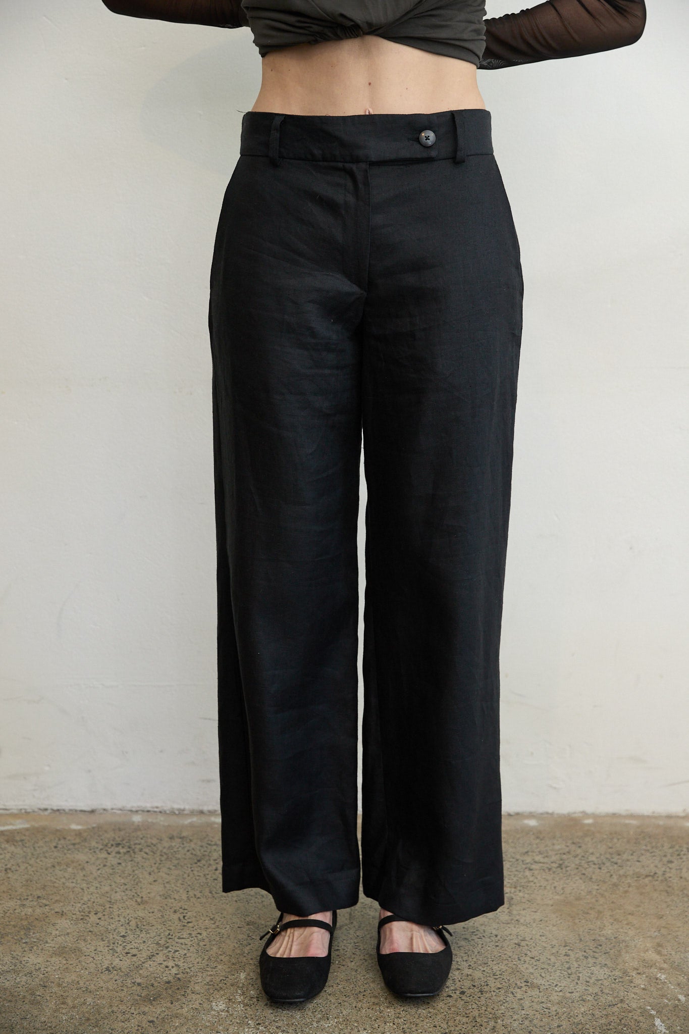 Bacall Twill Linen Pants Black