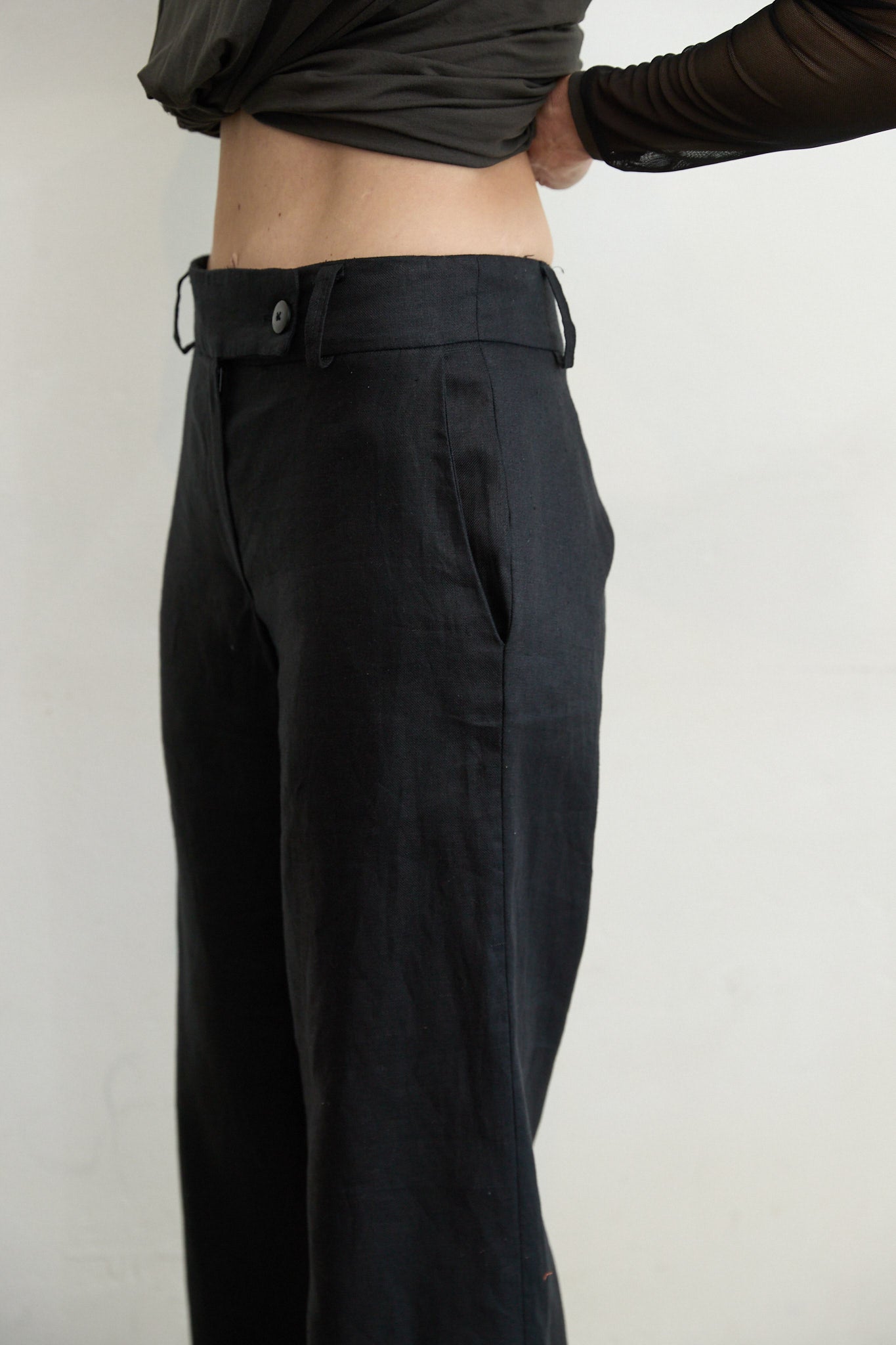 Bacall Twill Linen Pants Black