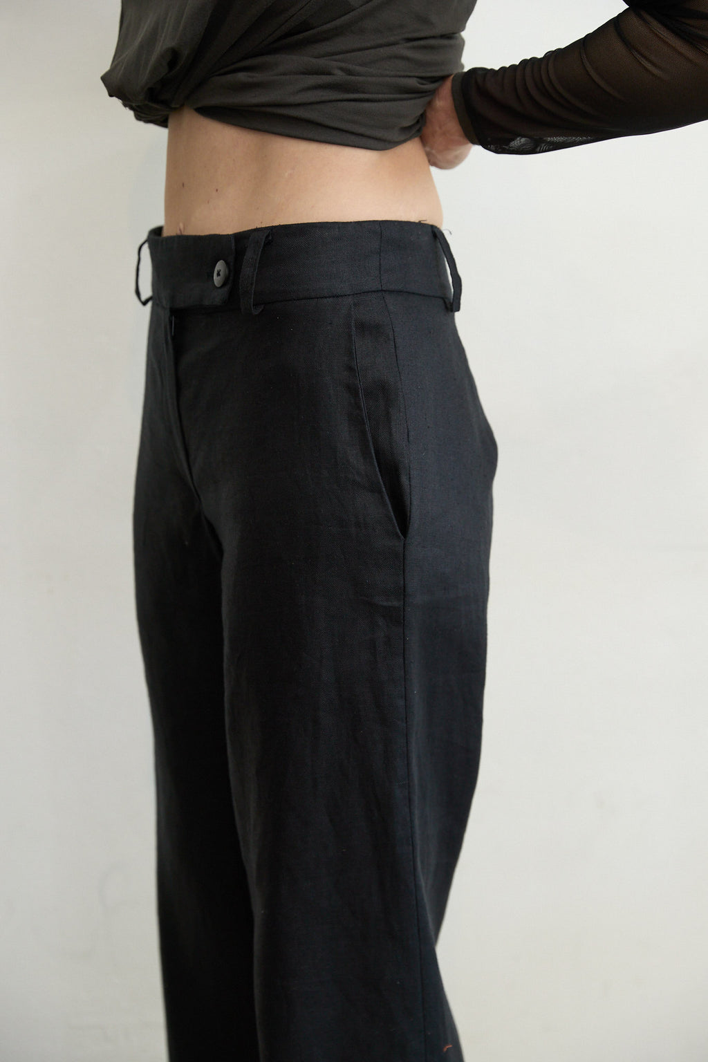 Bacall Twill Linen Pants Black