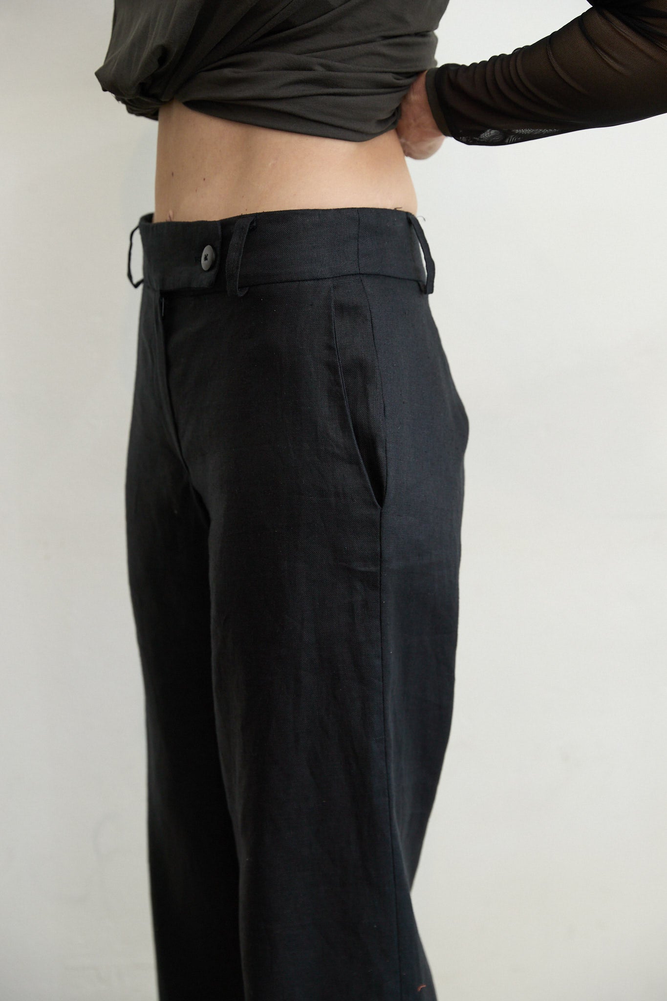 Bacall Twill Linen Pants Black