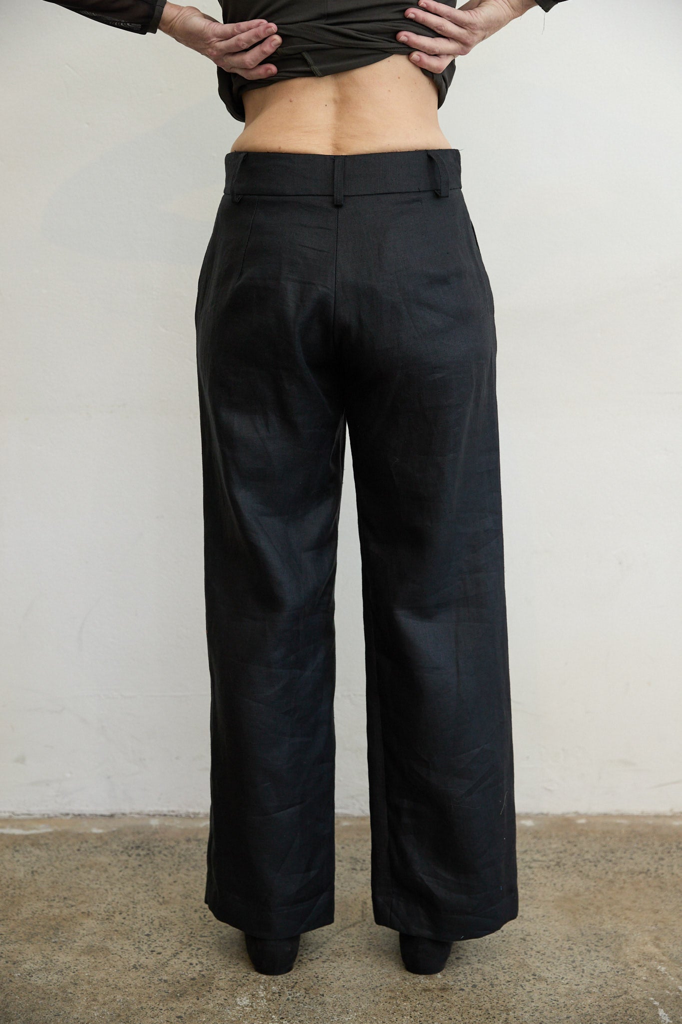 Bacall Twill Linen Pants Black