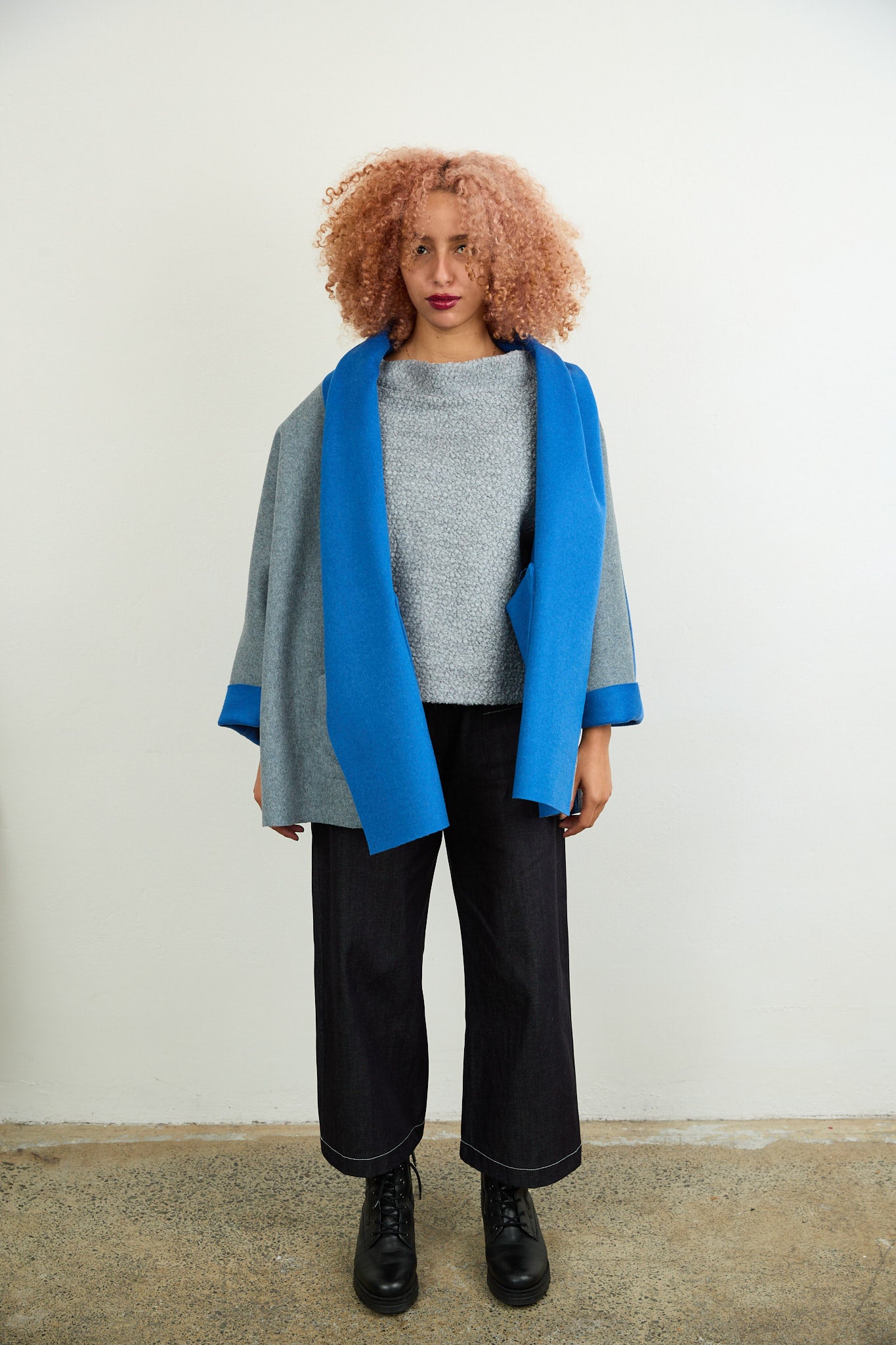 Rita Reversible Wool Coat Chartreuse/Purple