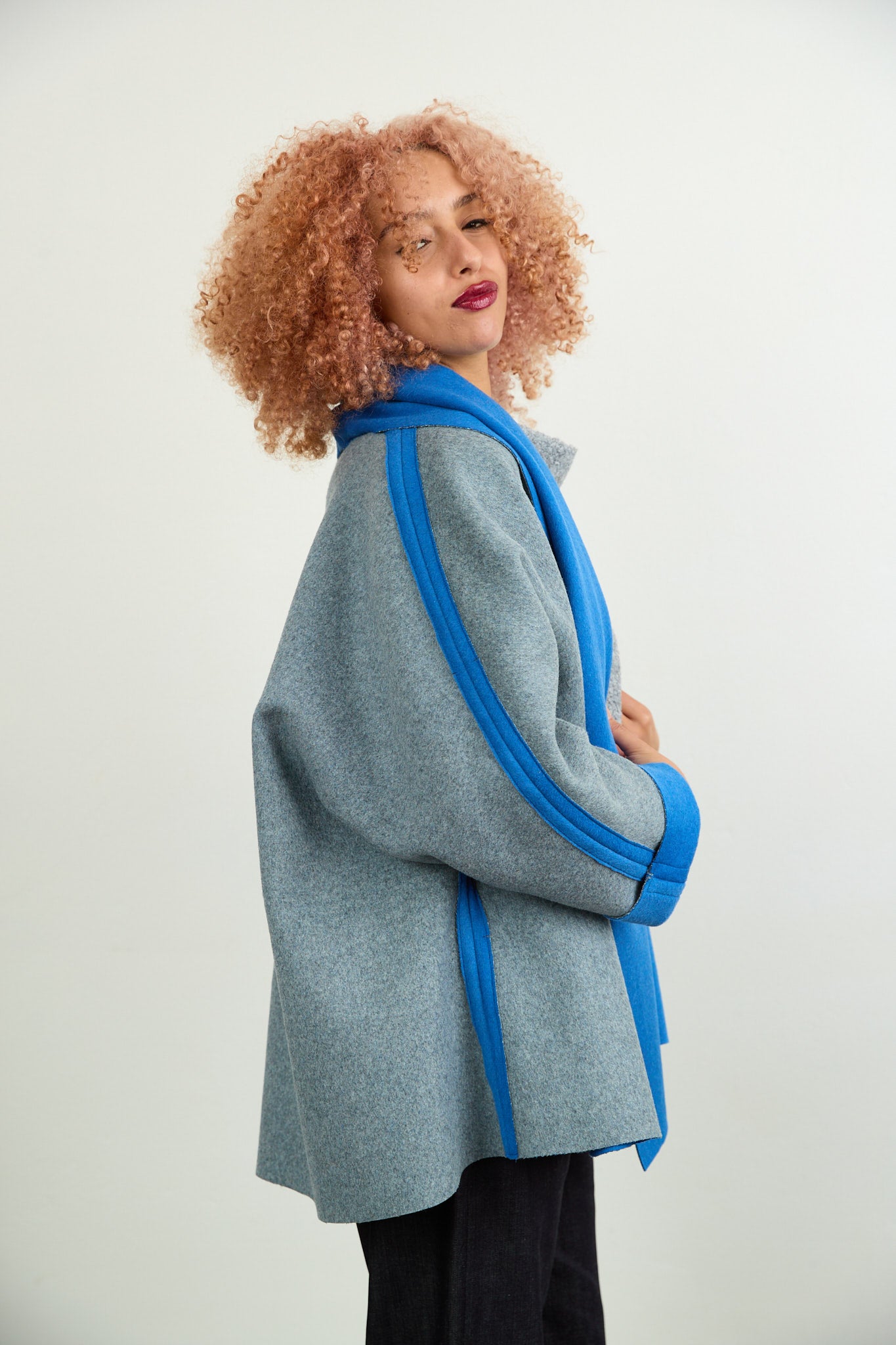 Rita Reversible Wool Coat Chartreuse/Purple