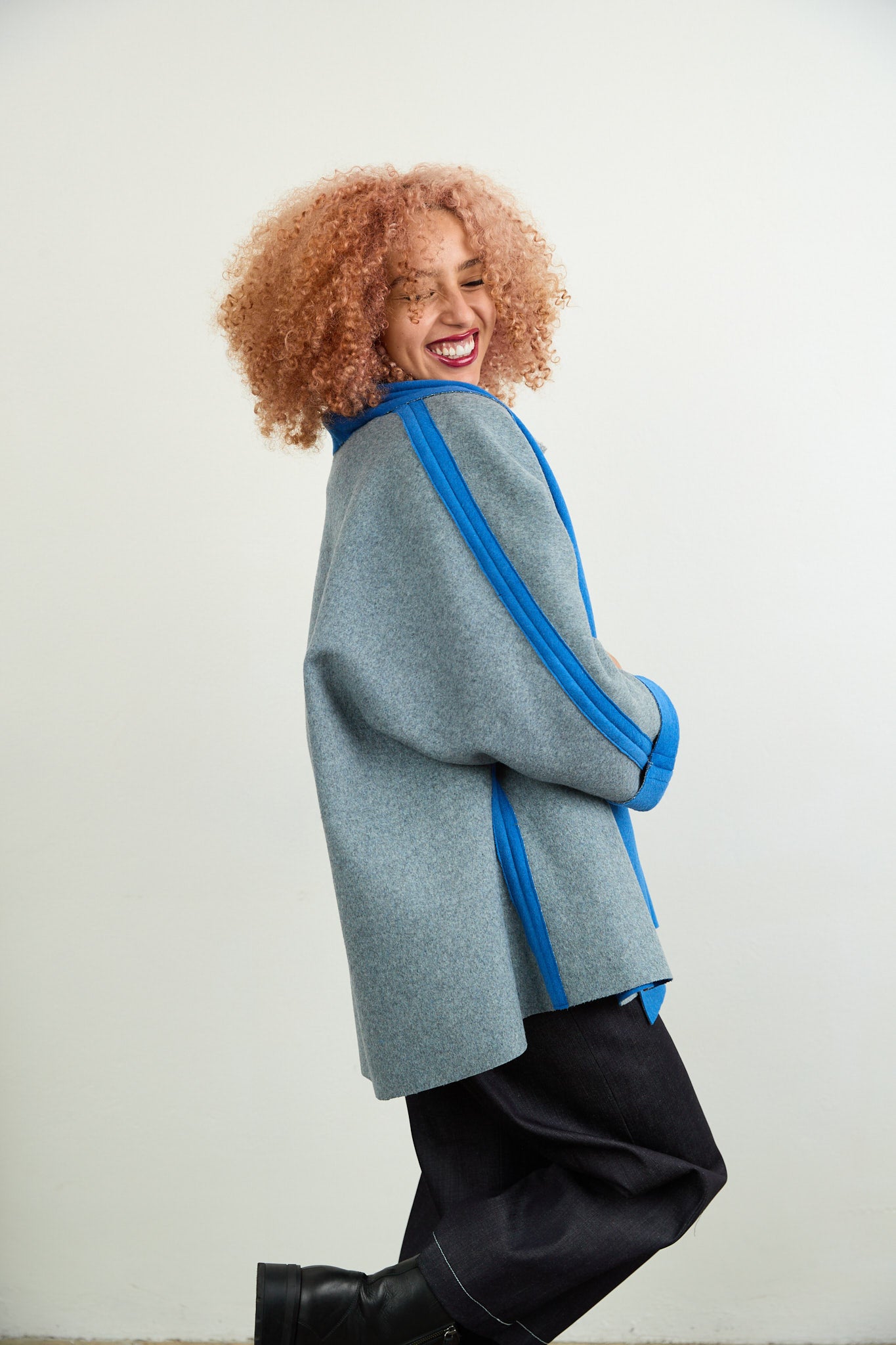 Rita Reversible Wool Coat Chartreuse/Purple