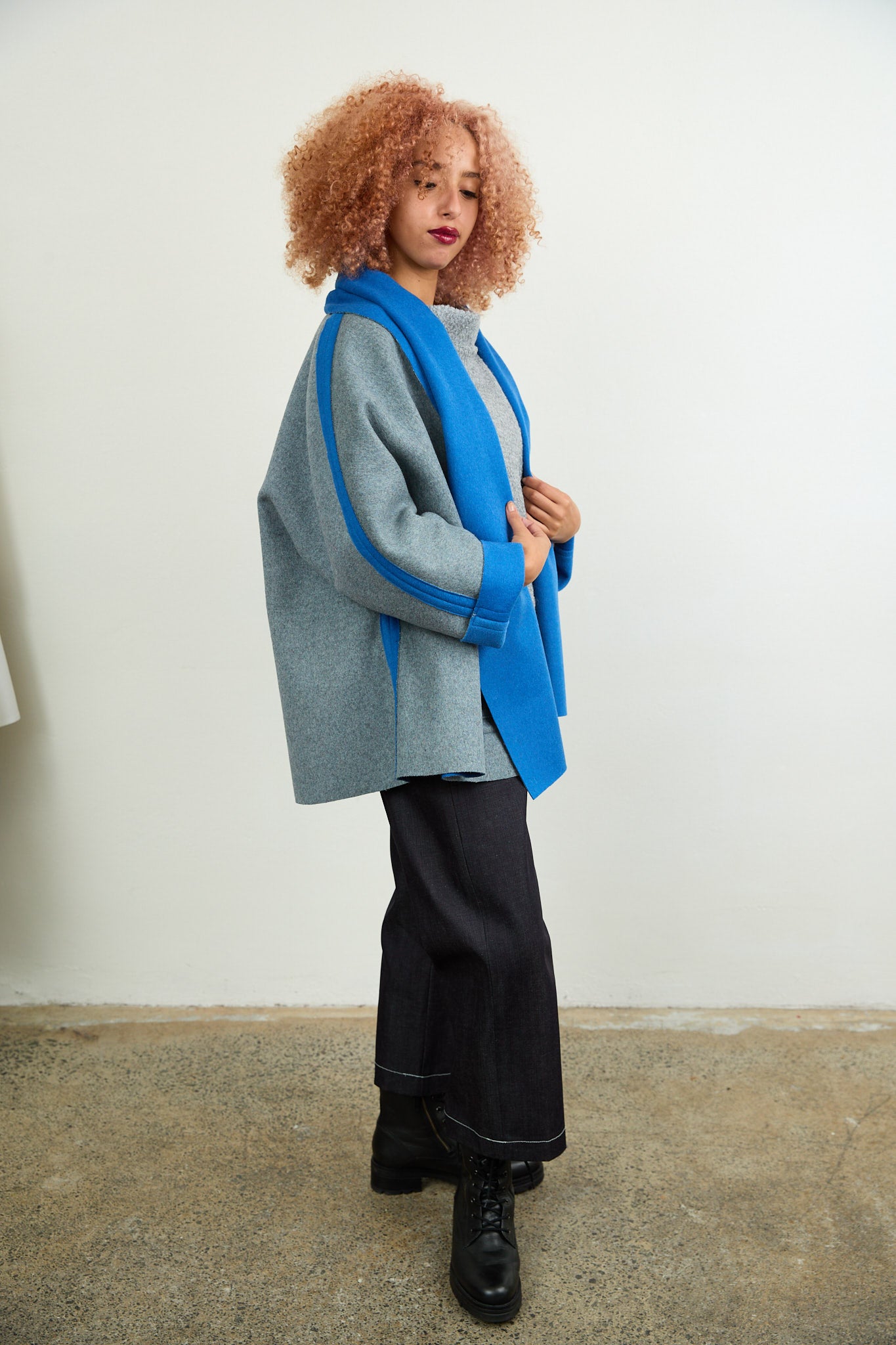 Rita Reversible Wool Coat Blue/Grey