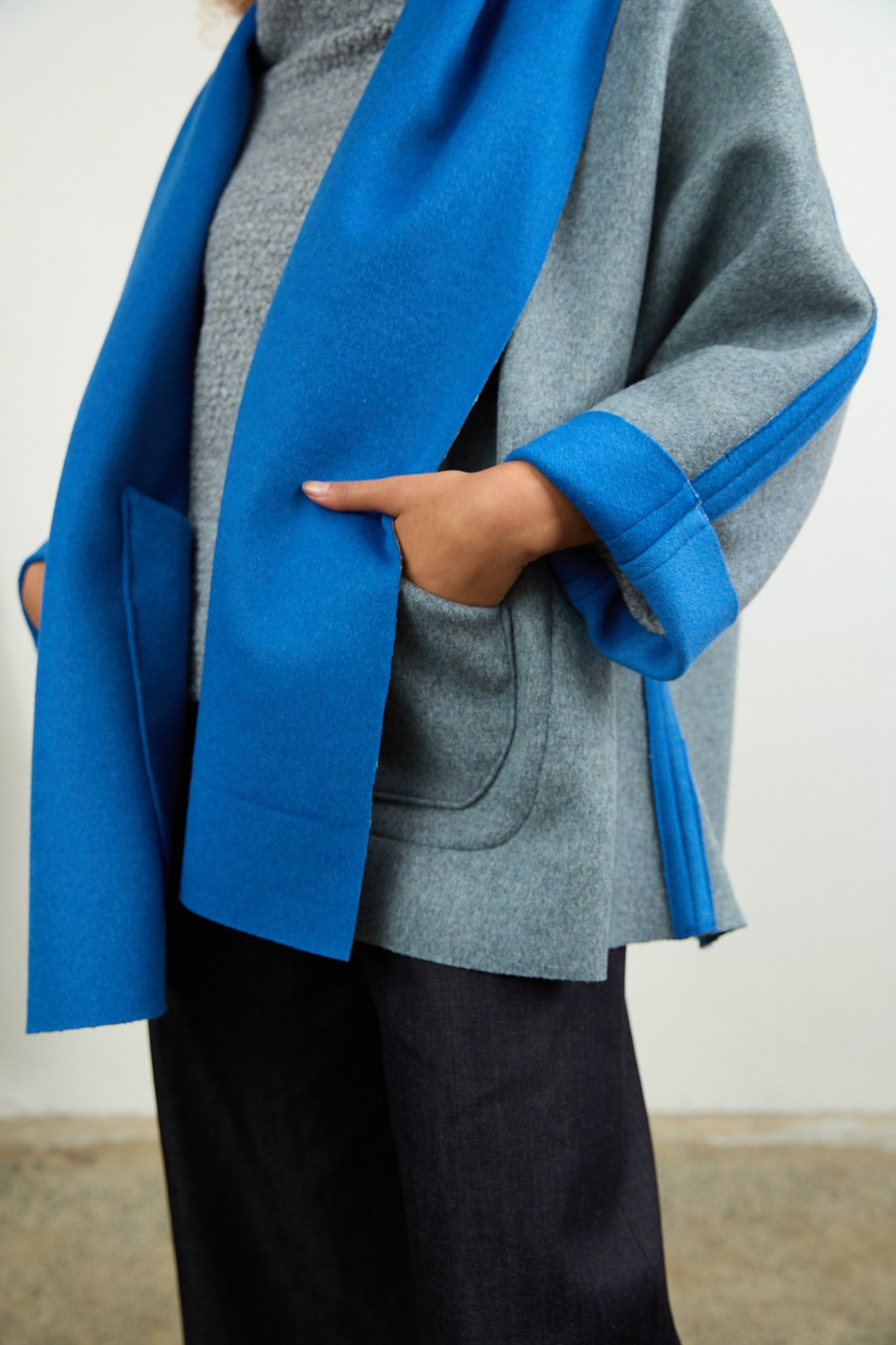 Rita Reversible Wool Coat Blue/Grey