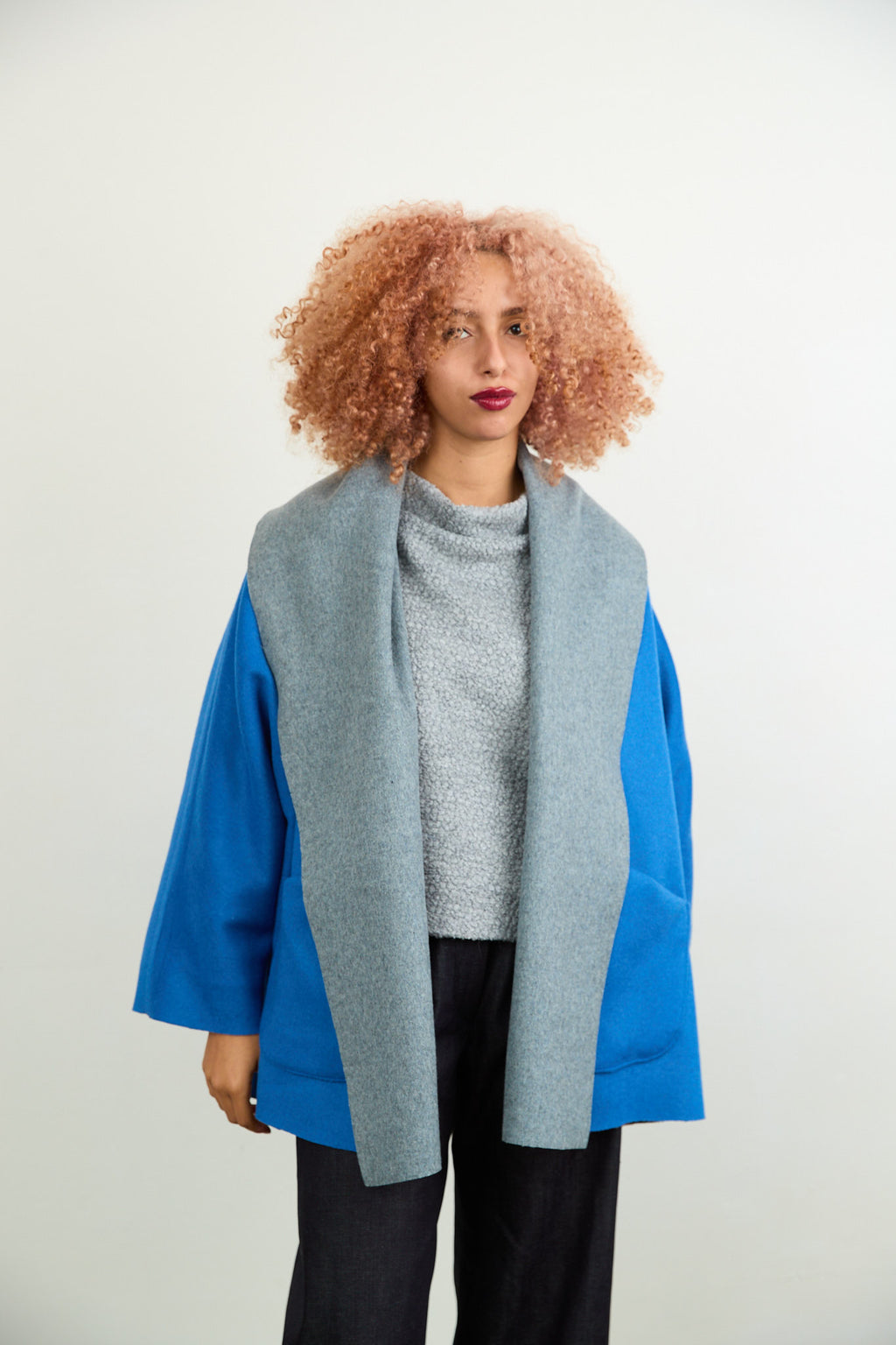 Rita Reversible Wool Coat Chartreuse/Purple