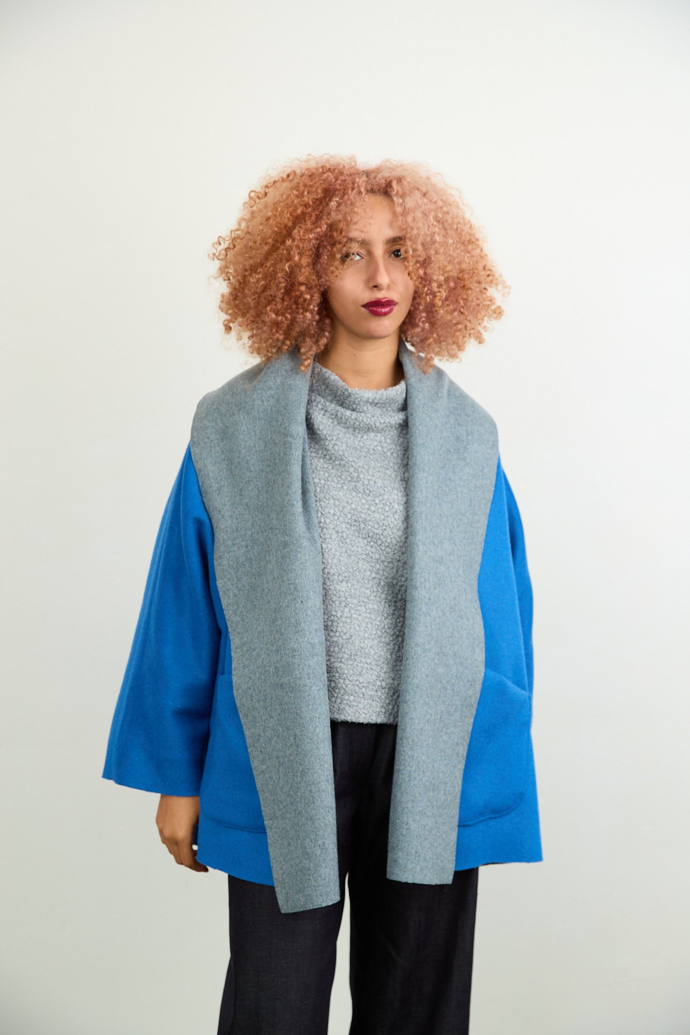 Rita Reversible Wool Coat Chartreuse/Purple