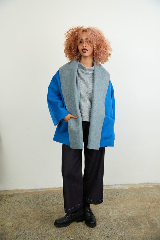 Rita Reversible Wool Coat Blue/Grey