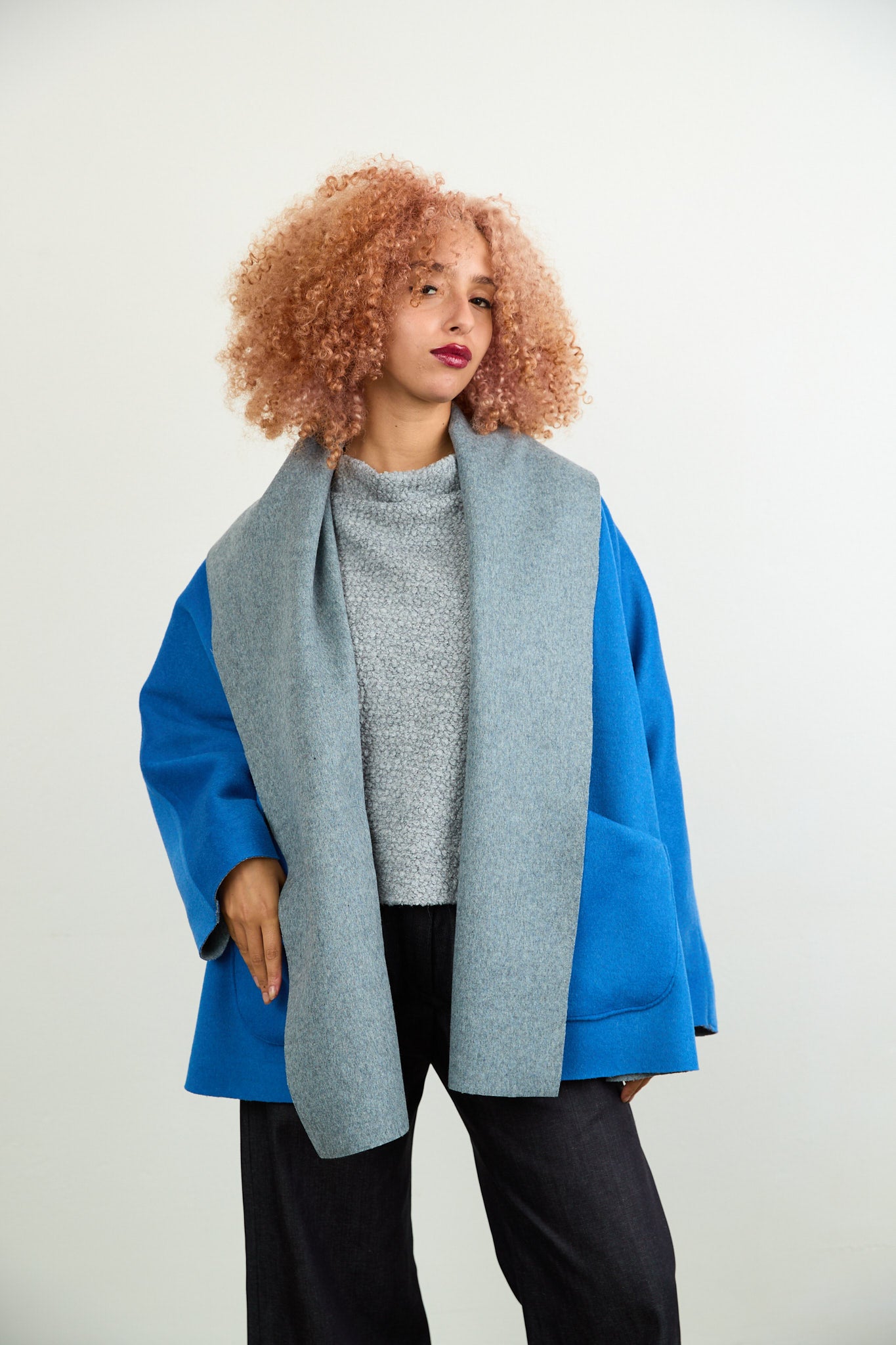 Rita Reversible Wool Coat Chartreuse/Purple