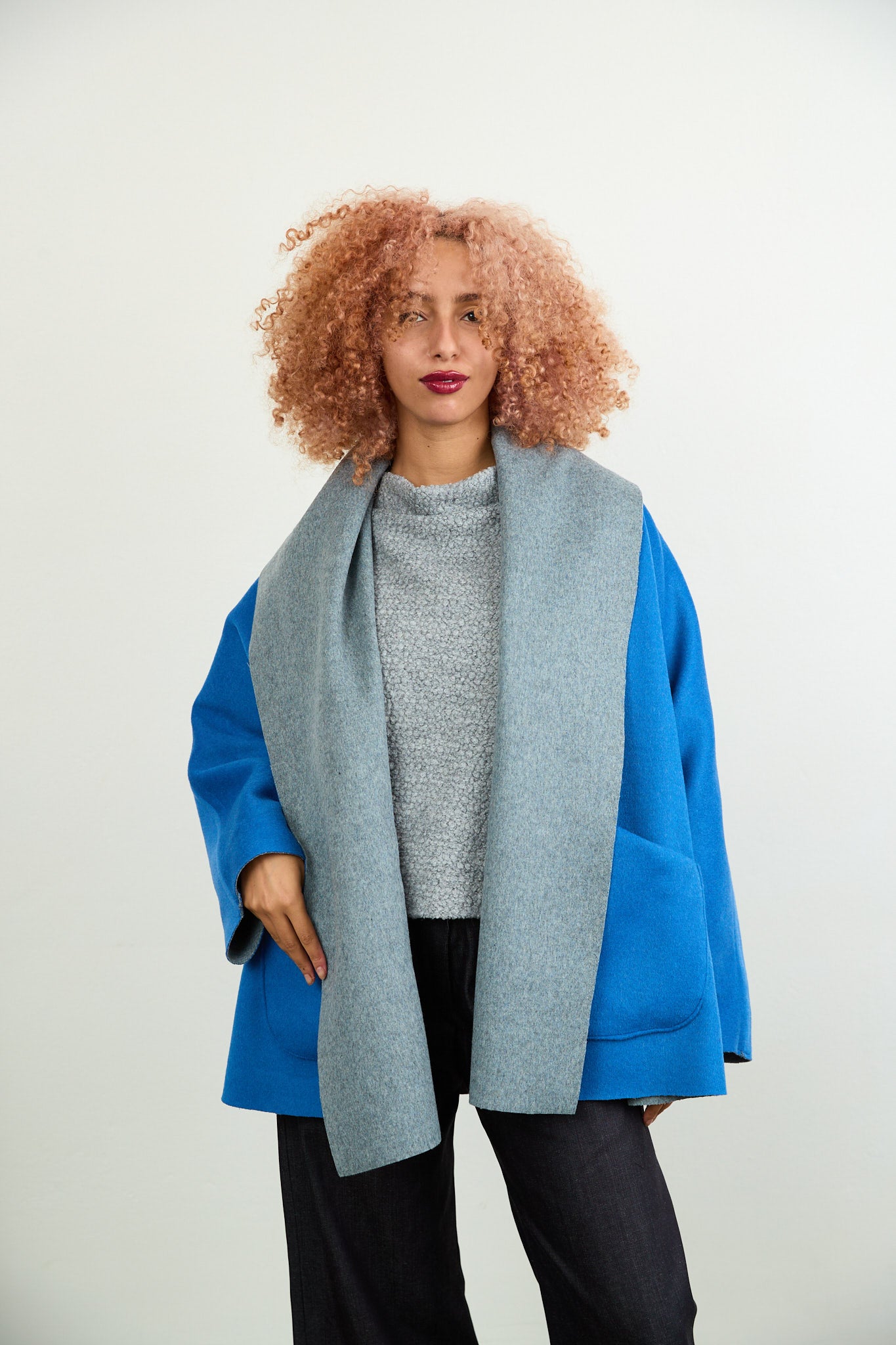 Rita Reversible Wool Coat Chartreuse/Purple