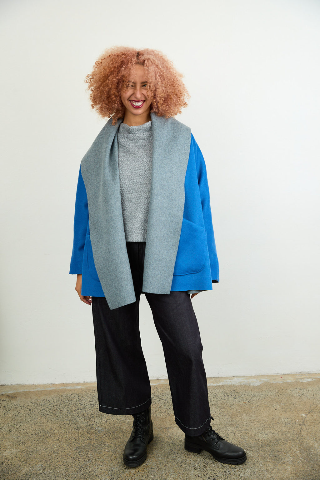 Rita Reversible Wool Coat Chartreuse/Purple