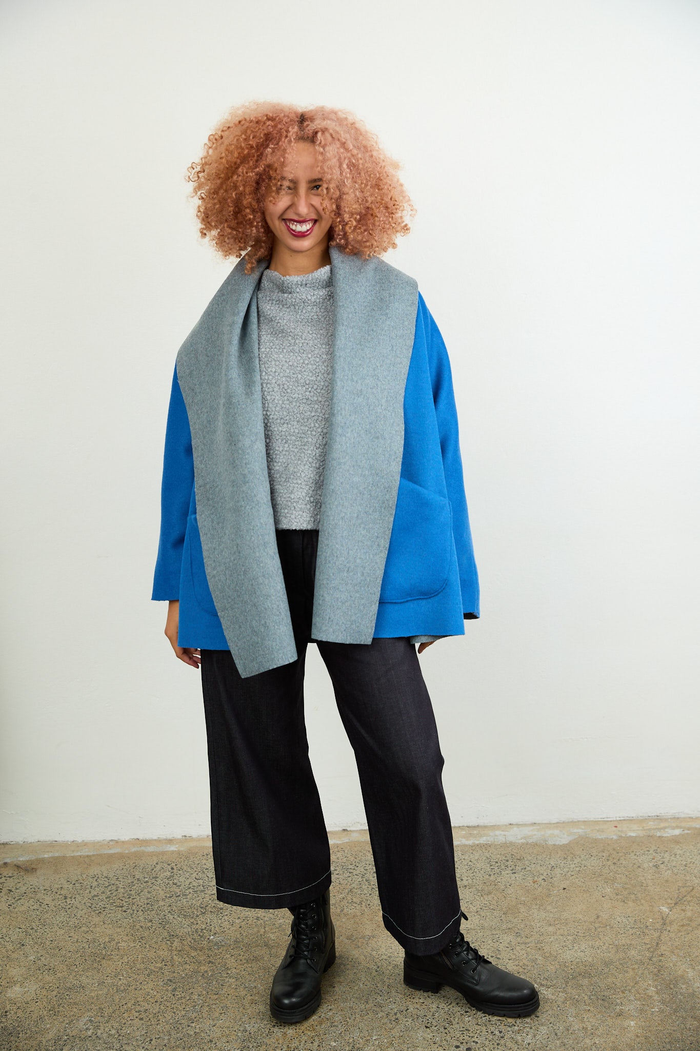 Rita Reversible Wool Coat Chartreuse/Purple