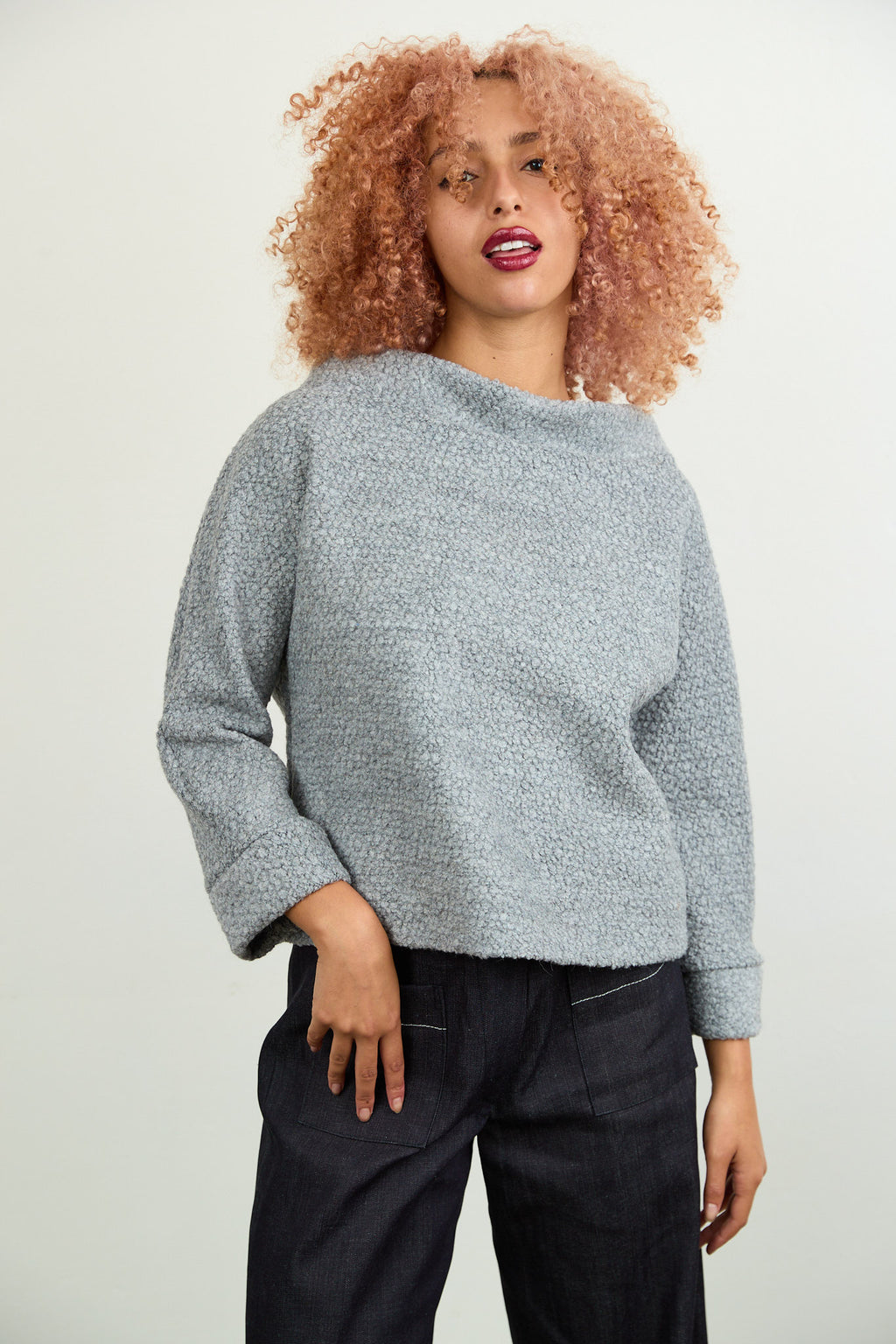 Jo Knit grey marle boiled wool