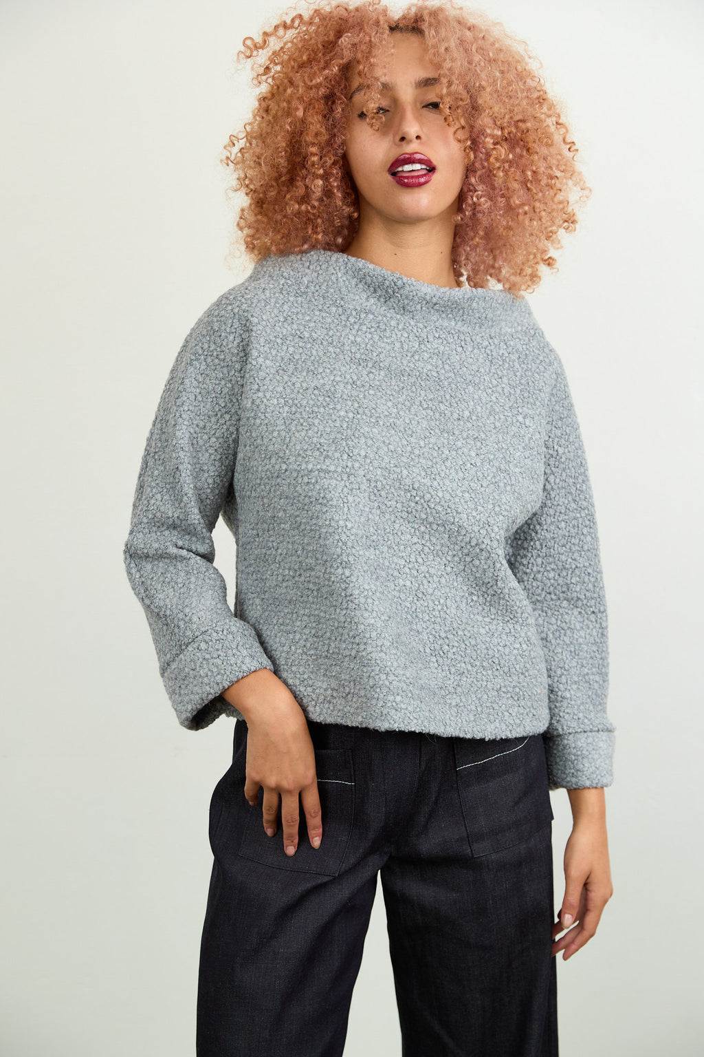 Jo Knit grey marle boiled wool