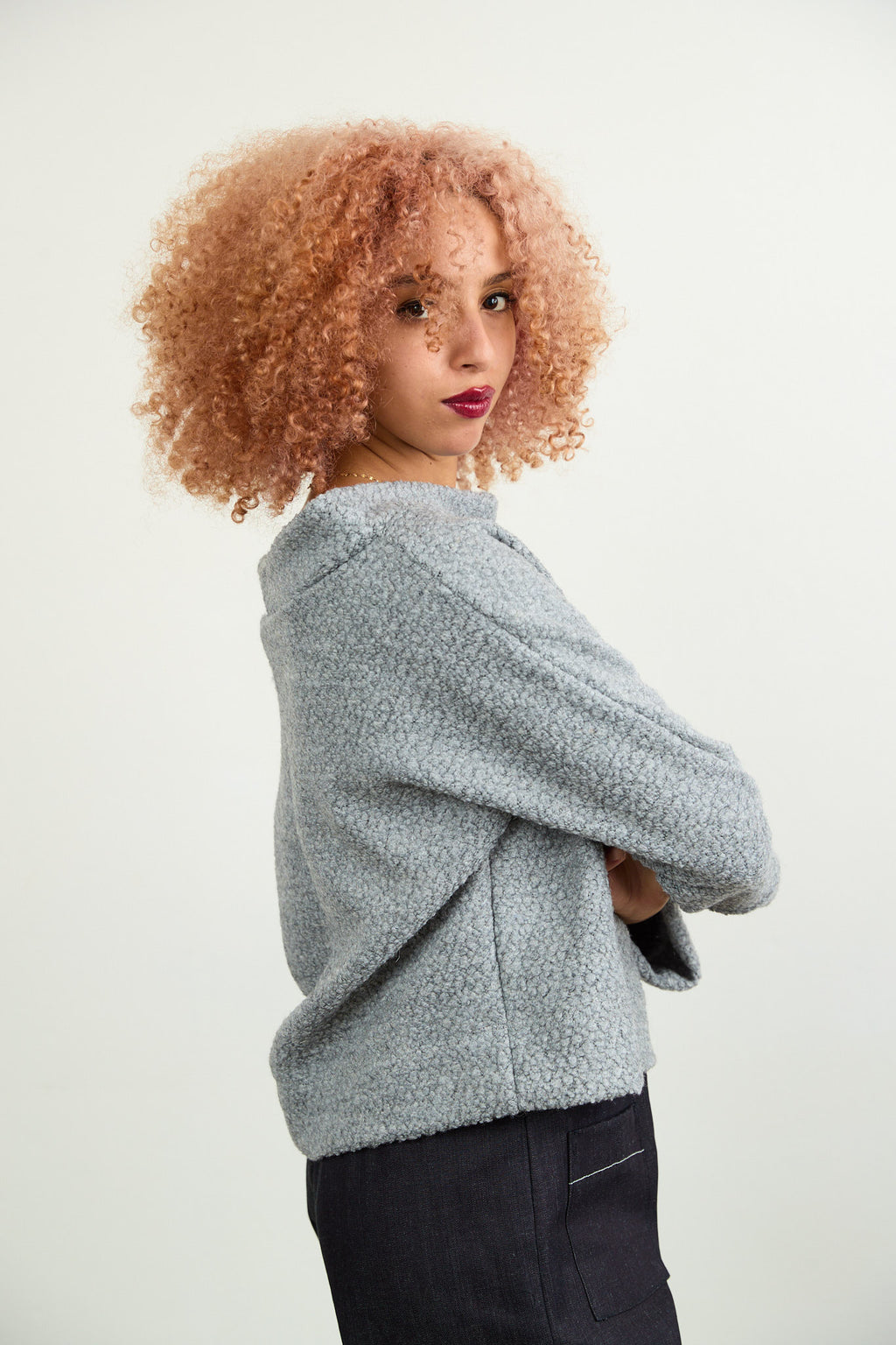 Jo Knit grey marle boiled wool