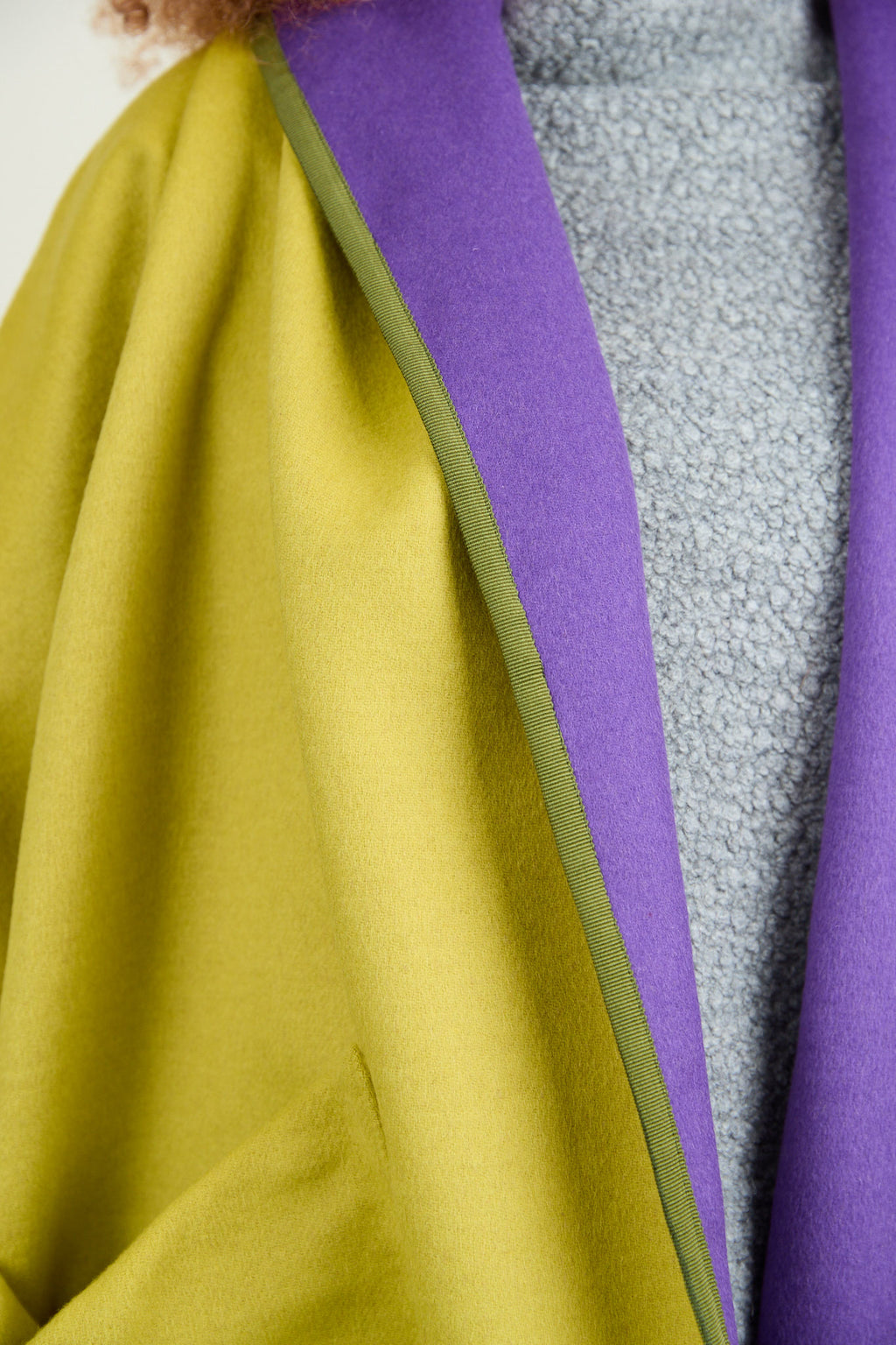 Rita Reversible Wool Coat Chartreuse/Purple