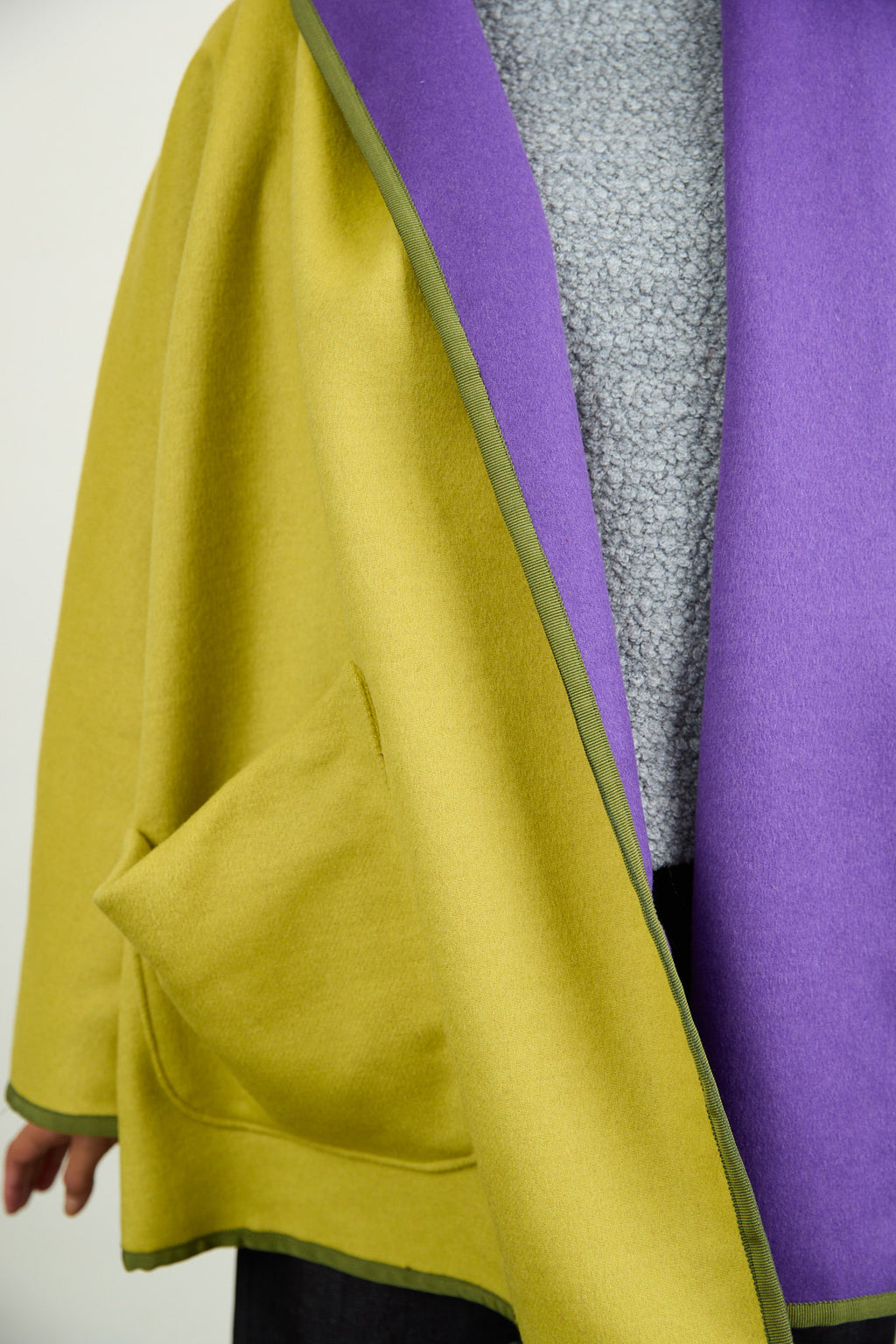 Rita Reversible Wool Coat Chartreuse/Purple