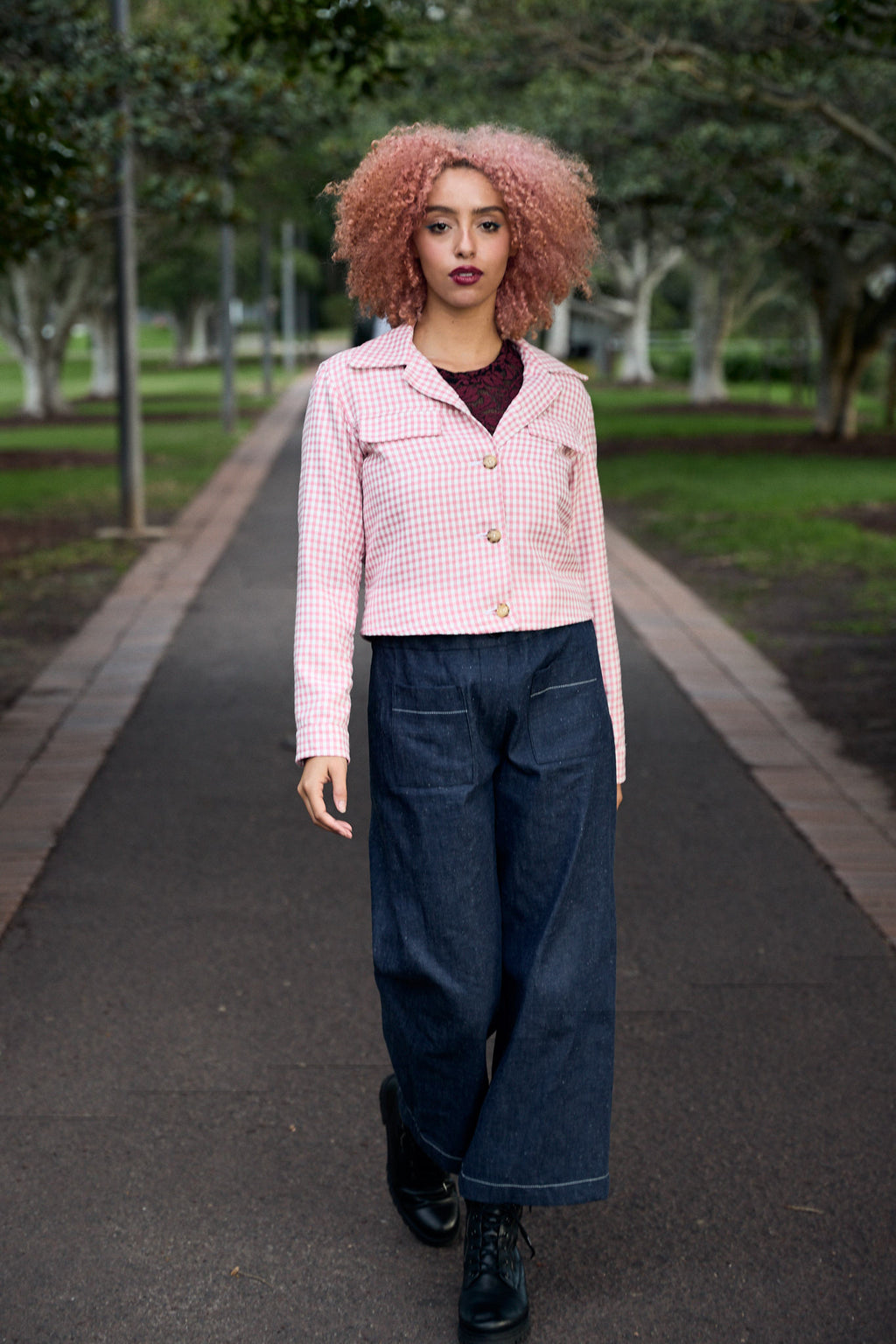 Sara Pink Check Jacket