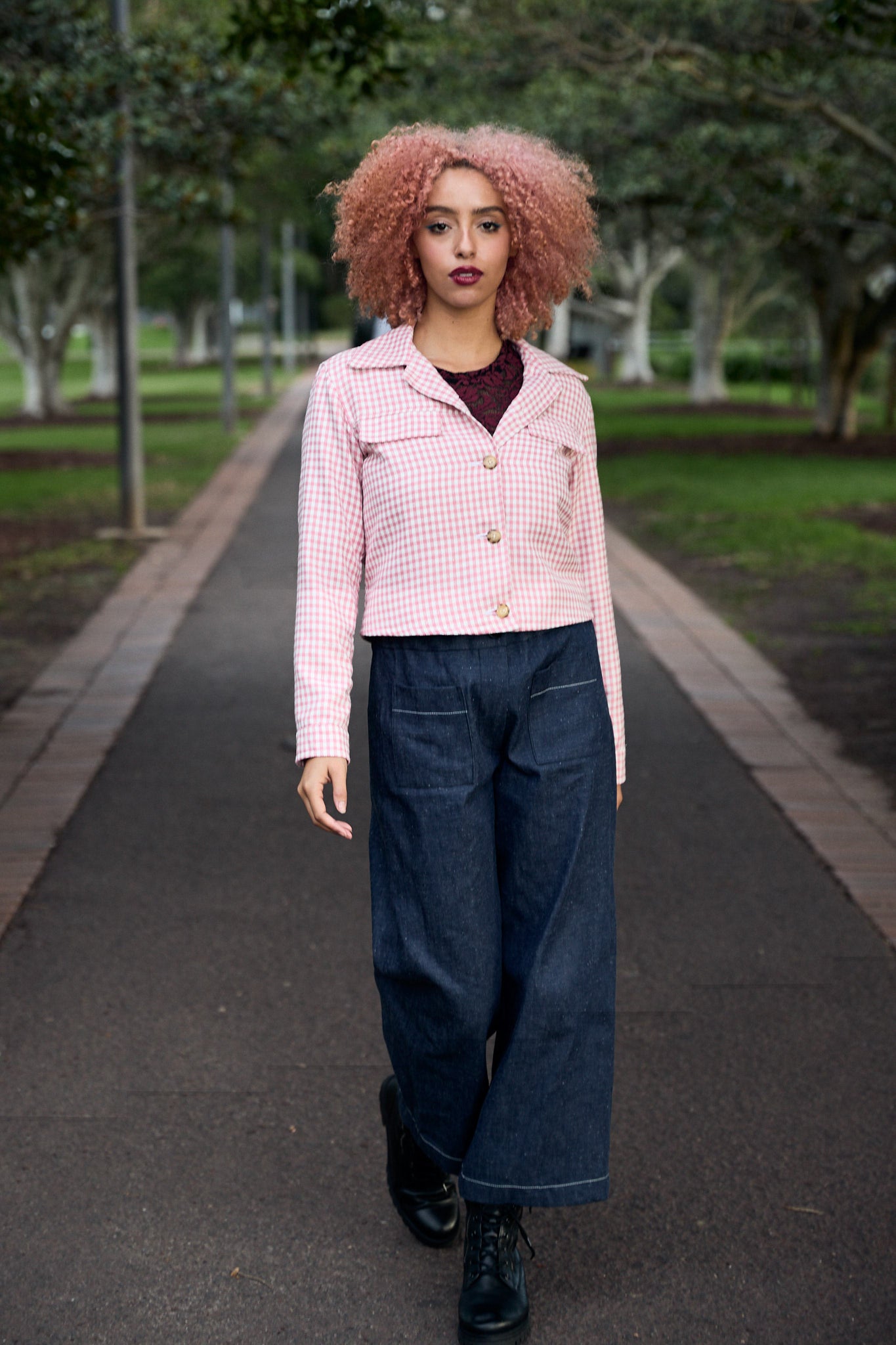 Sara Pink Check Jacket