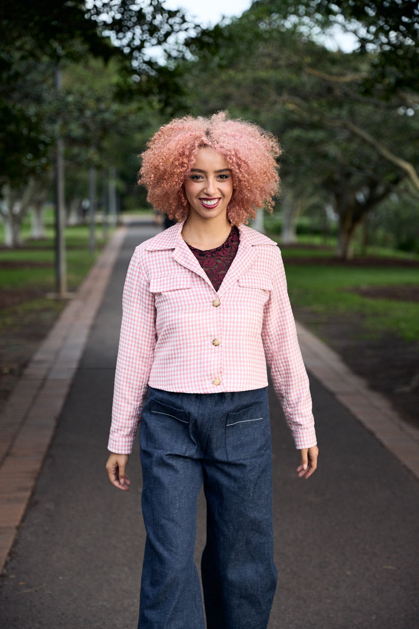 Sara Pink Check Jacket