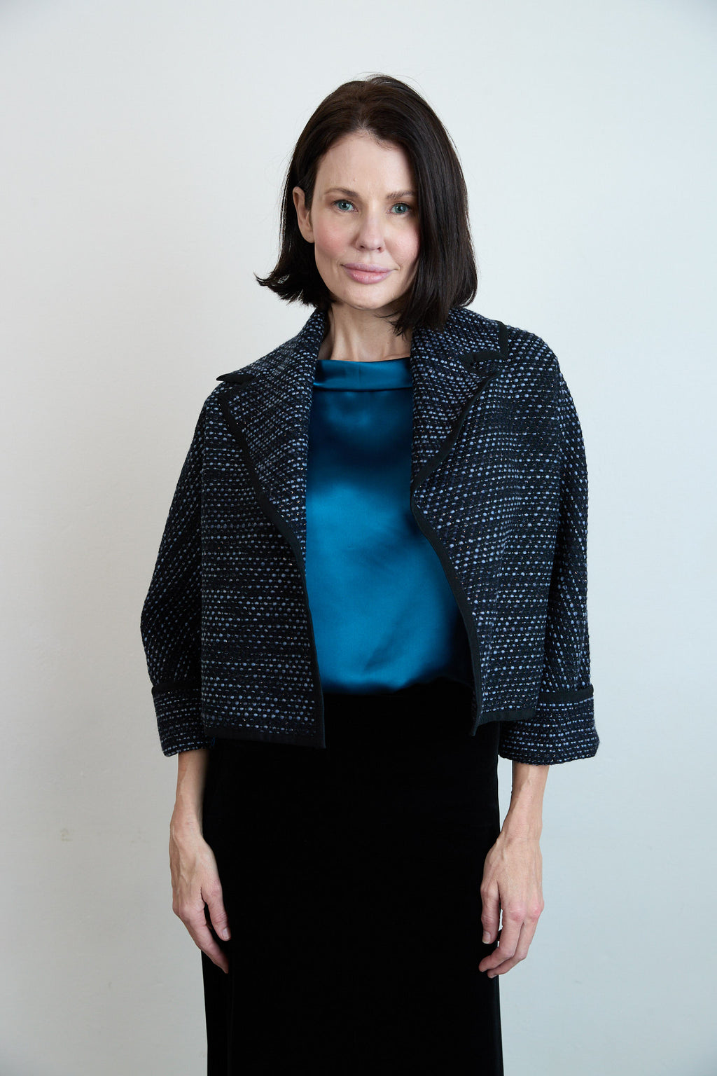 Guilia Silk Satin Top Petrol