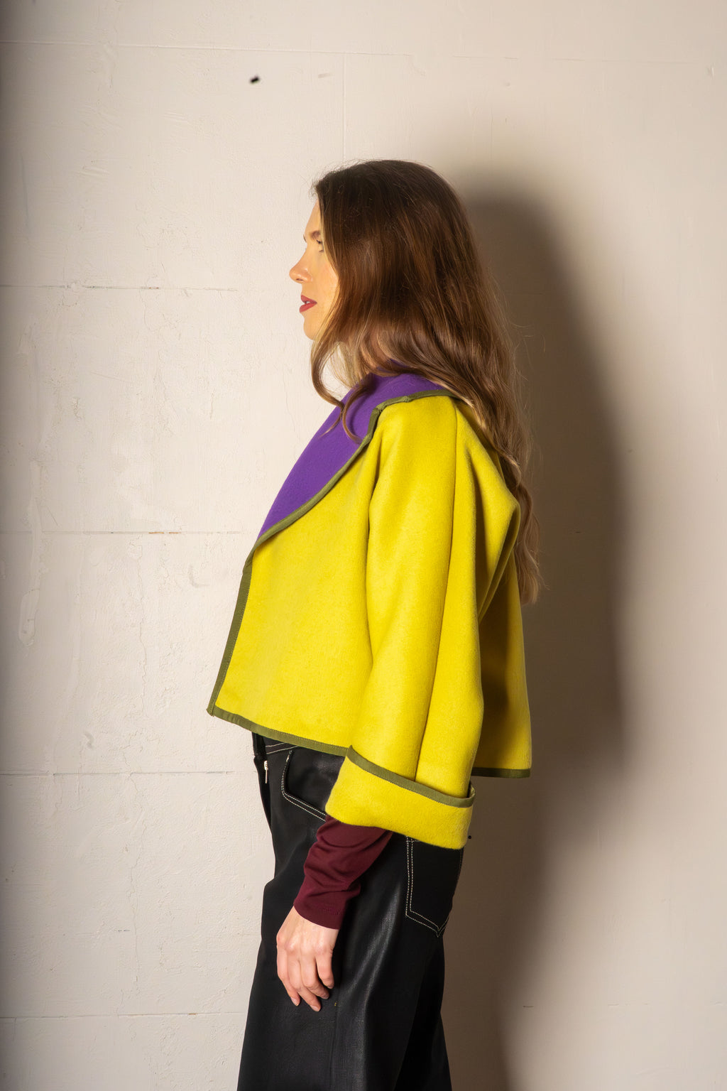 Eliza Jacket Double Face Wool Chartreuse/Purple