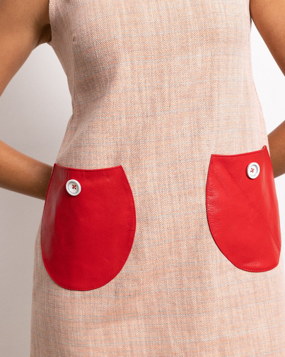 Audrey Linen and Leather Dress