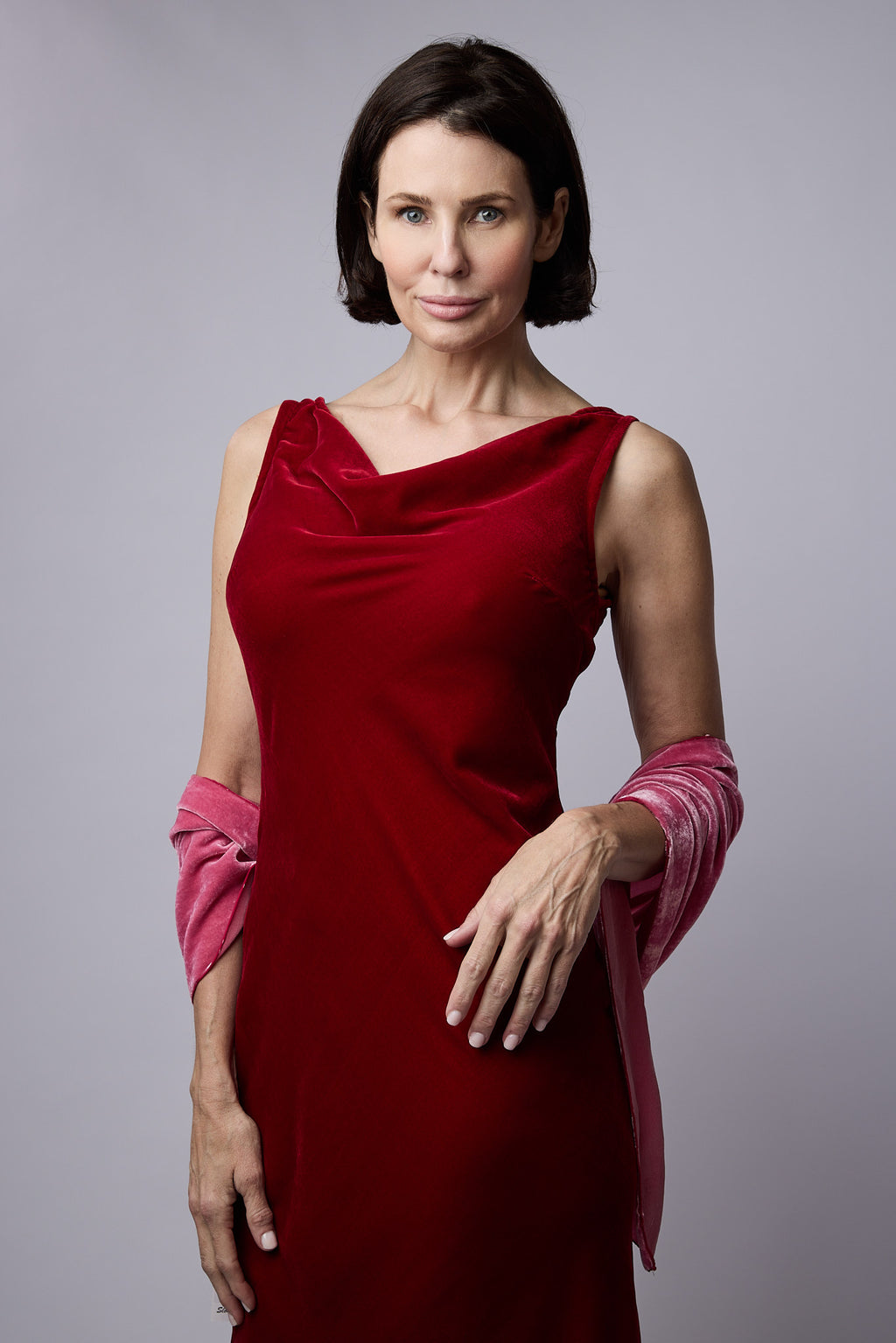 Clarabelle Silk Velvet Dress Red